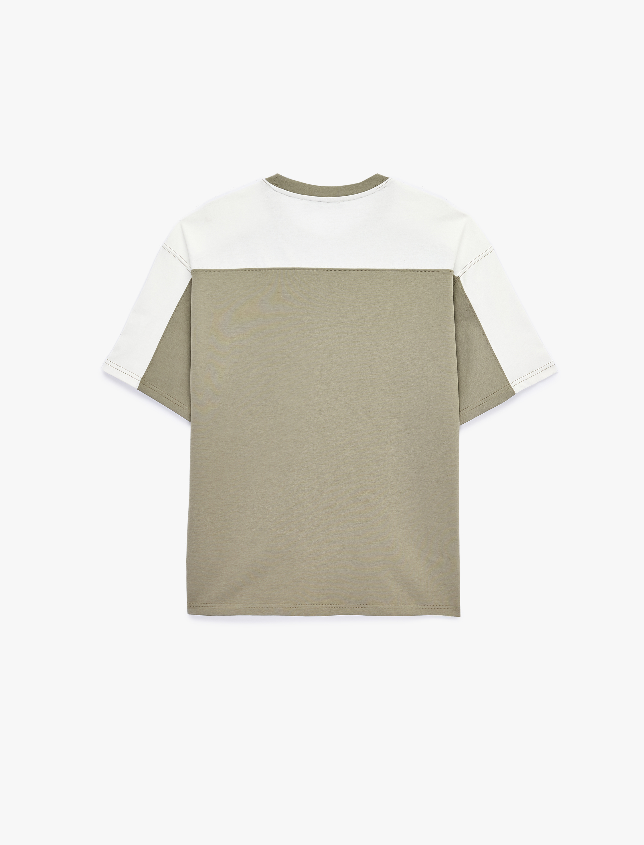   Rahat Kalıp Bisiklet Yaka Pamuklu Renk Kontrastlı Kısa Kollu Tişört