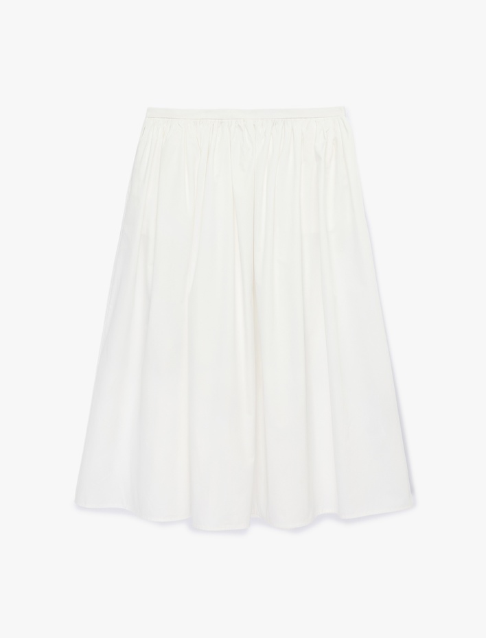  Pamuklu Poplin Kumaş Volanlı Uzun Etek