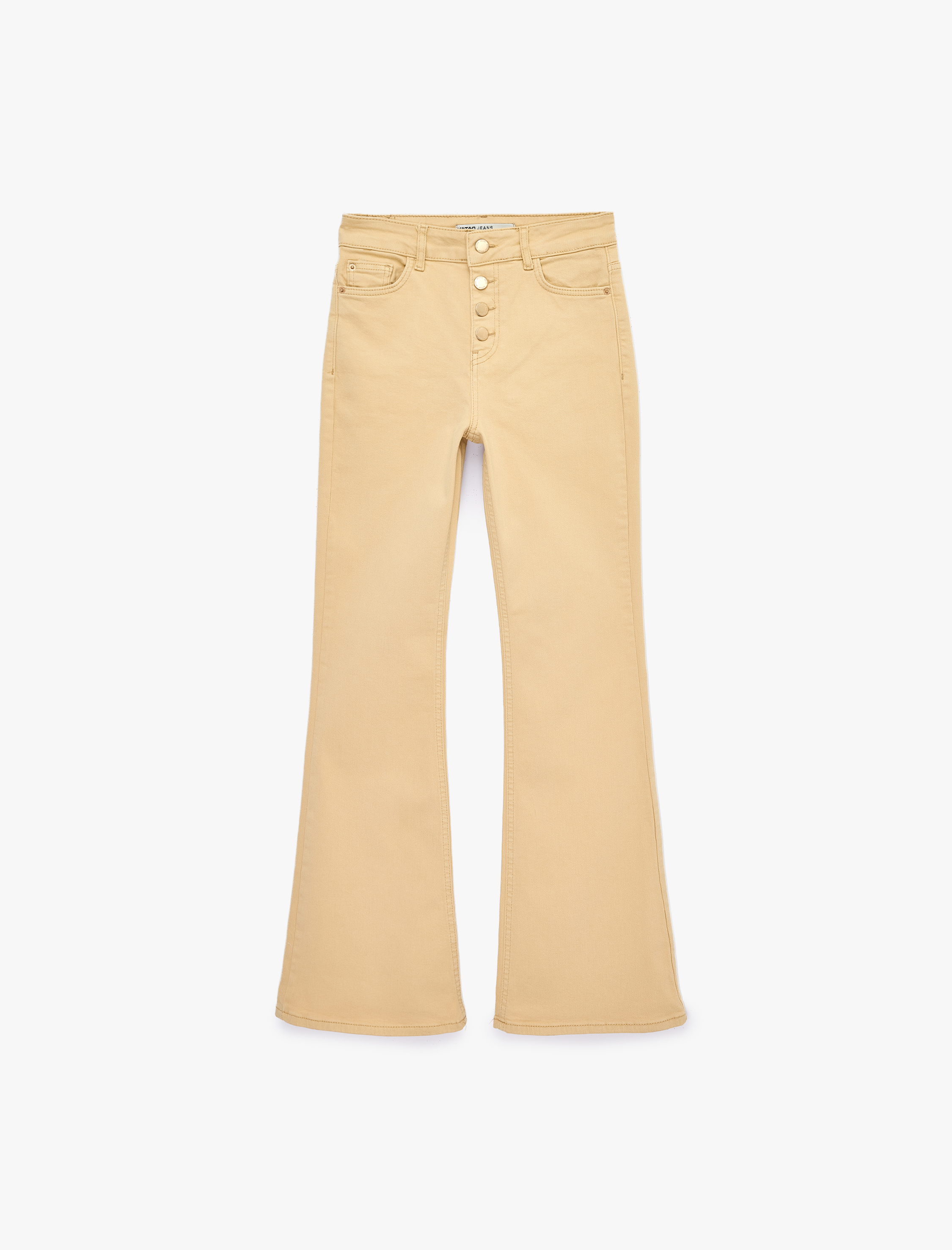   Yüksek Bel İspanyol Paça Düğmeli Jean Pantolon - Flare Jeans