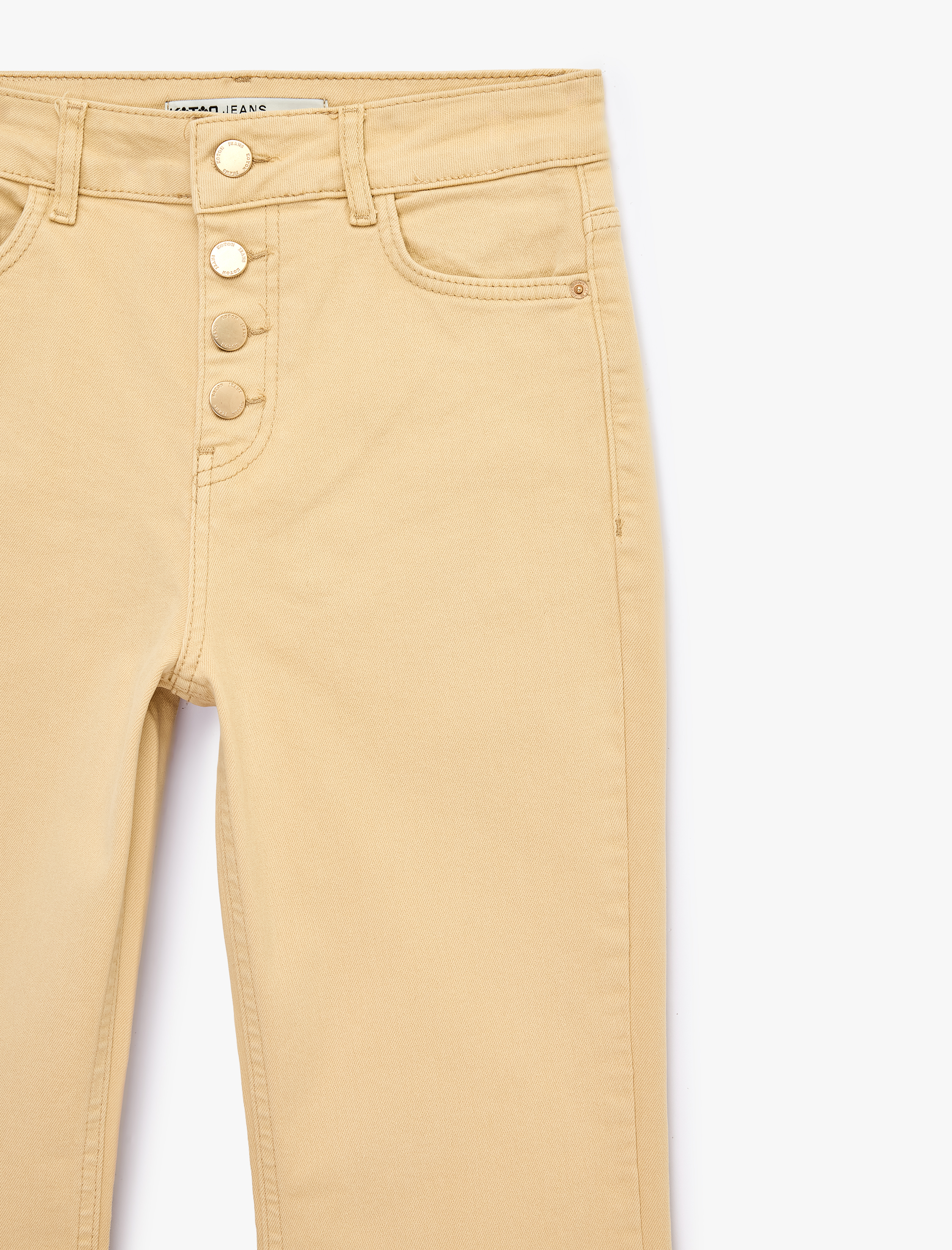   Yüksek Bel İspanyol Paça Düğmeli Jean Pantolon - Flare Jeans