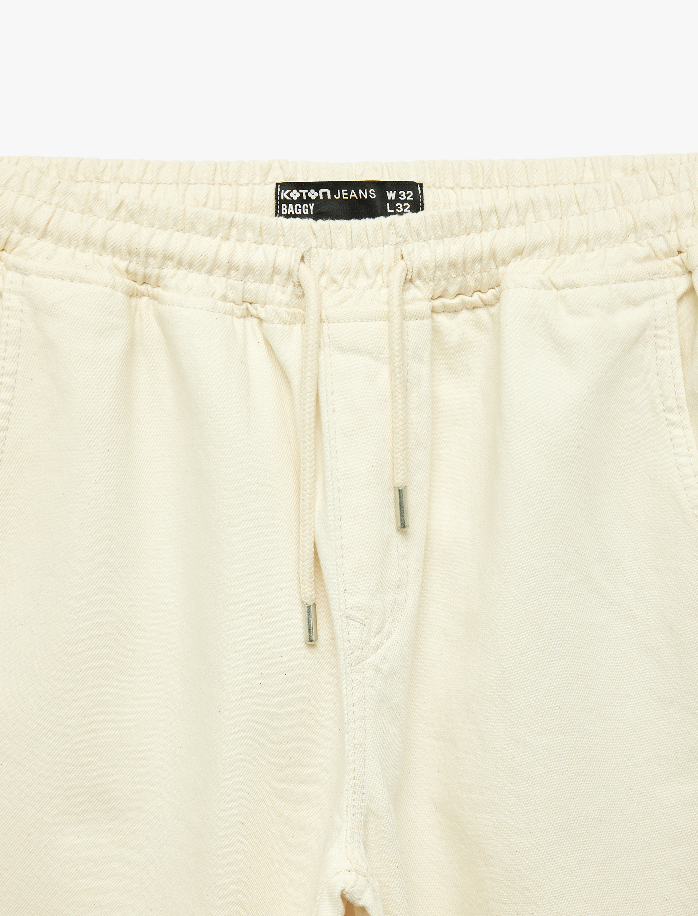   Oversize Pamuklu Bol Beli Bağcıklı Jean Pantolon