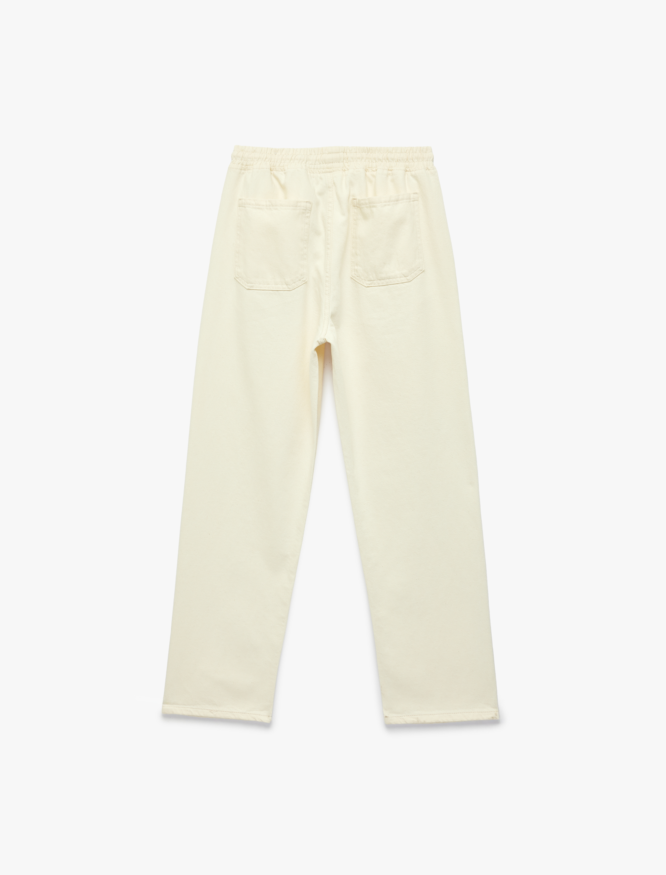   Oversize Pamuklu Bol Beli Bağcıklı Jean Pantolon