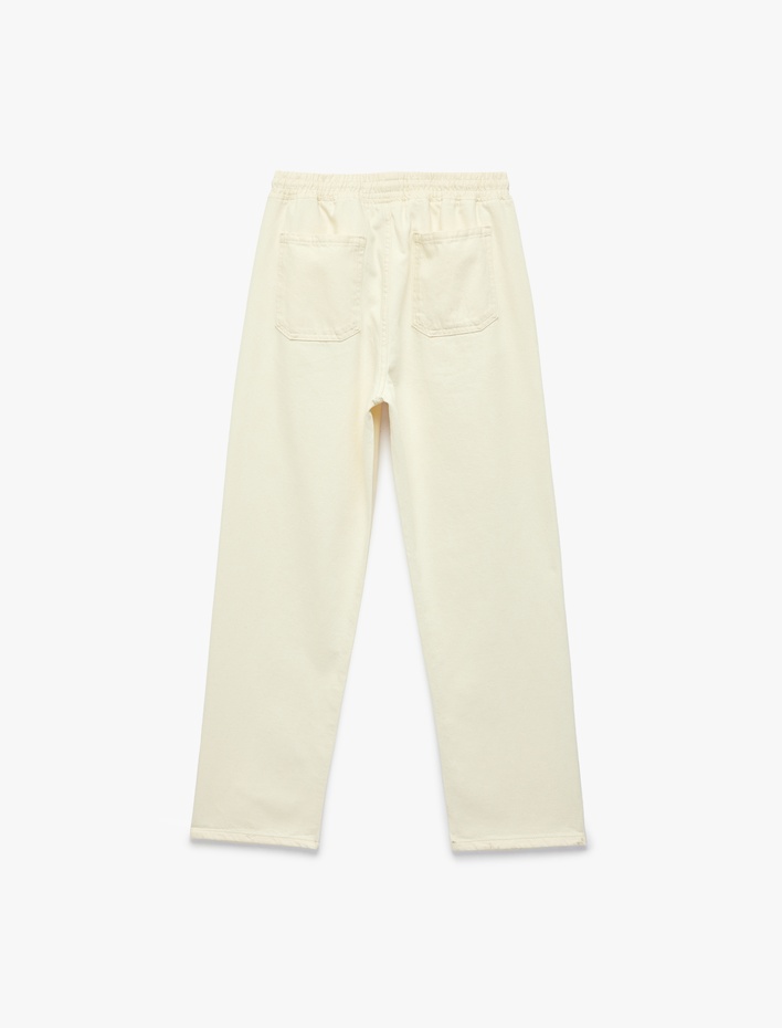  Oversize Pamuklu Bol Beli Bağcıklı Jean Pantolon