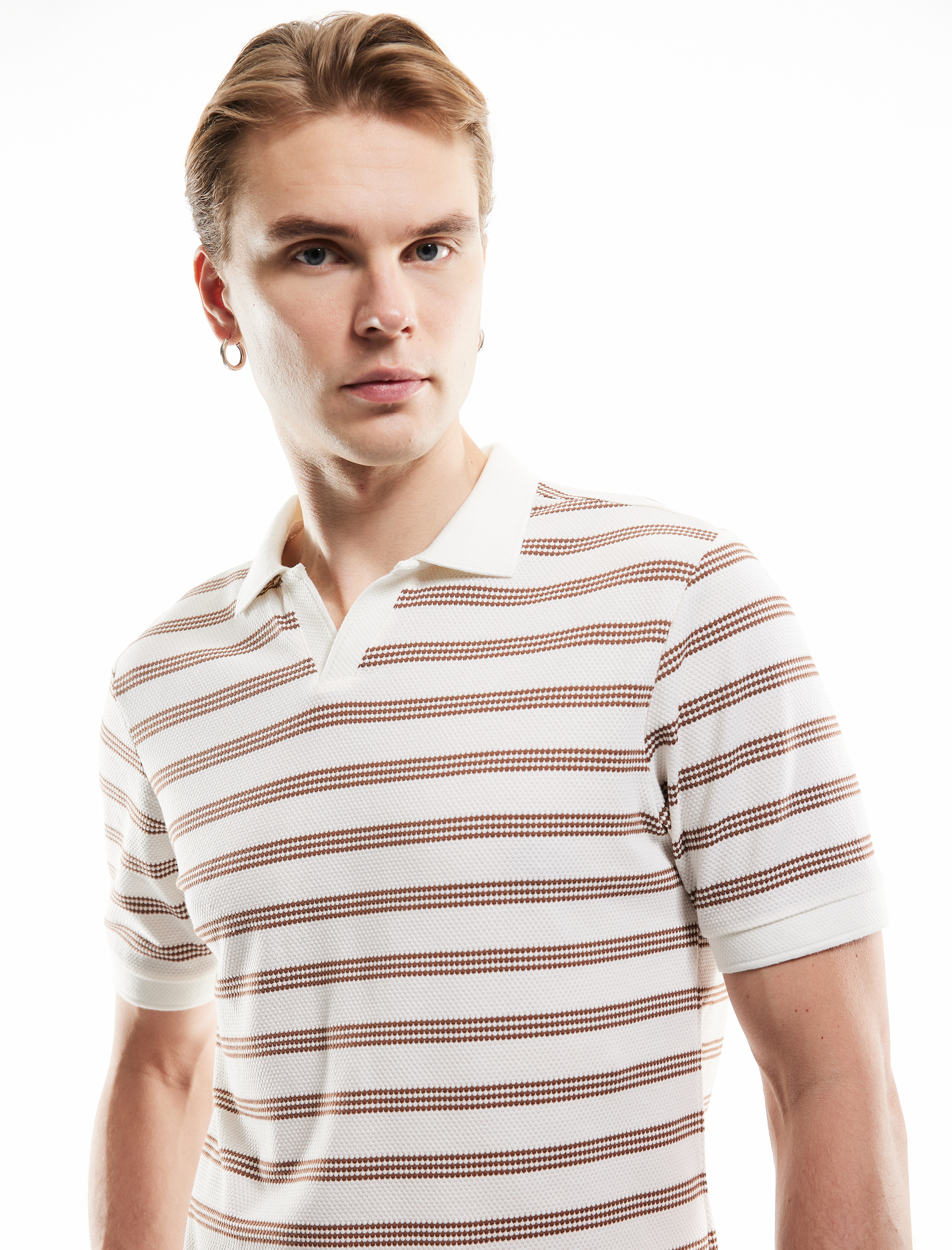   Regular Fit Kısa Kollu Çizgili Polo Yaka Tişört