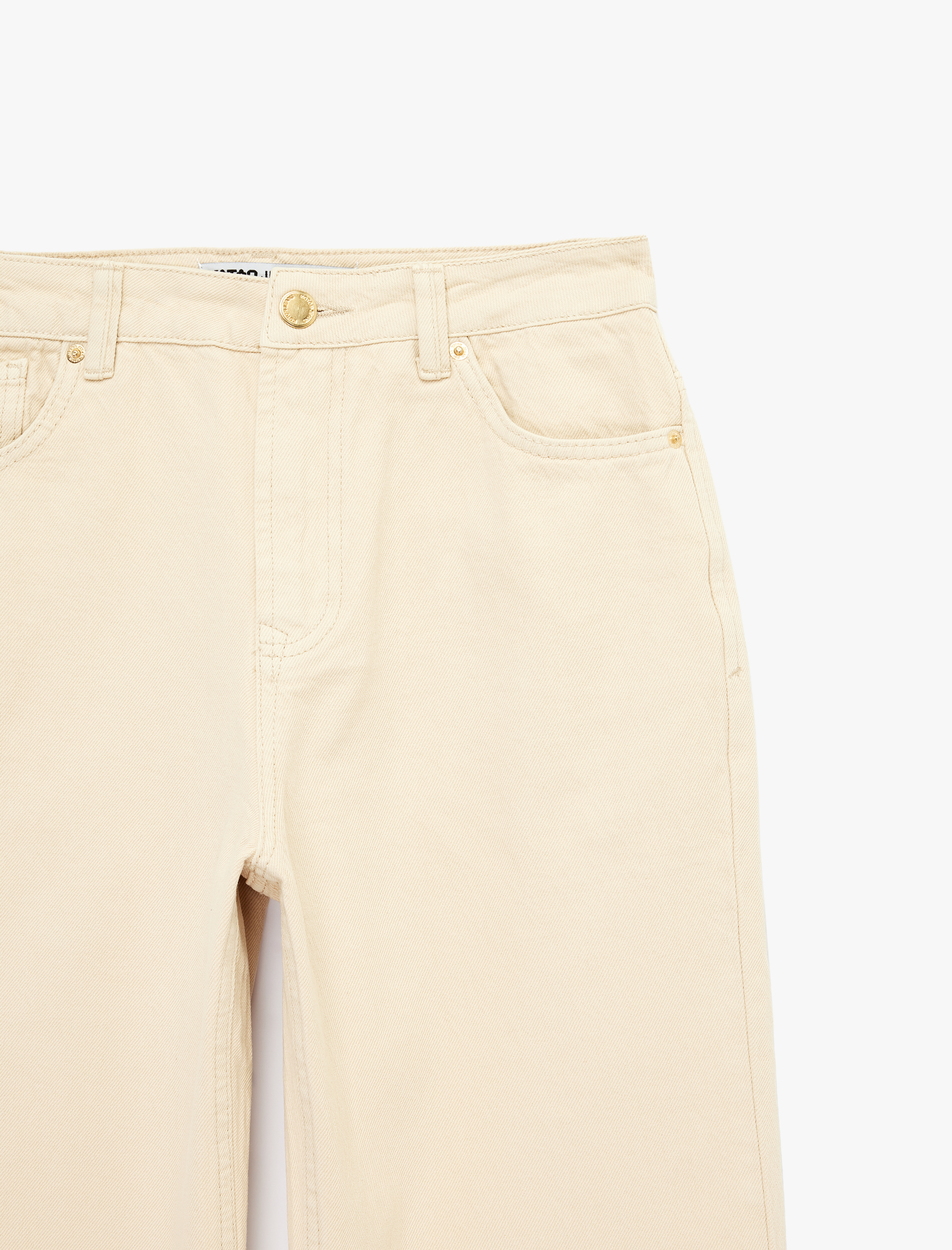   Normal Bel Düz Paça Pamuklu Denim Pantolon - Straight Fit Jean