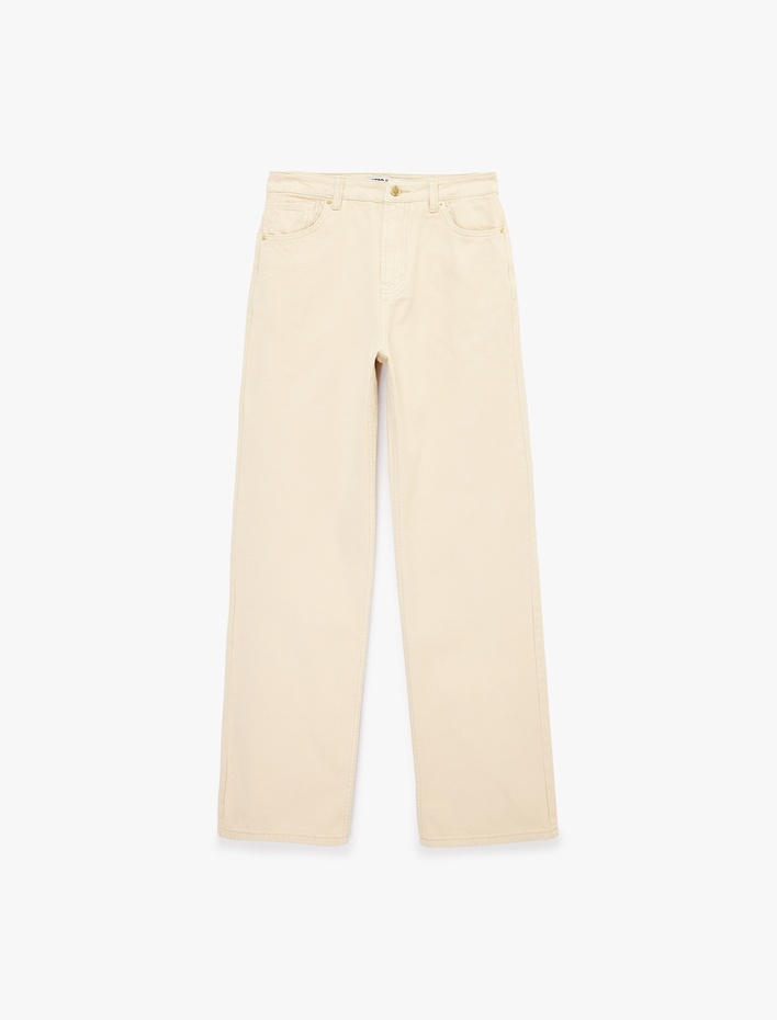 Normal Bel Düz Paça Pamuklu Denim Pantolon - Straight Fit Jean