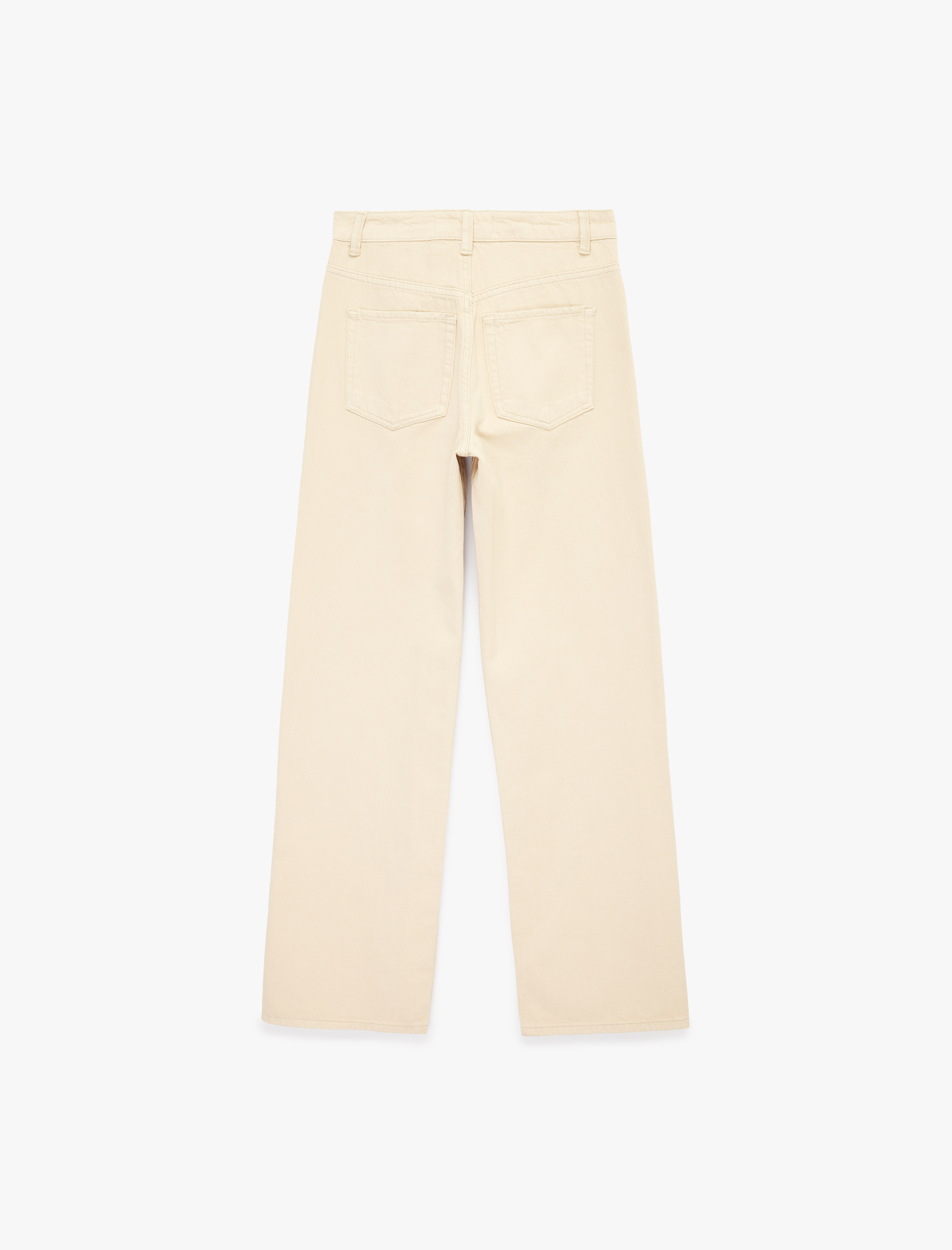   Normal Bel Düz Paça Pamuklu Denim Pantolon - Straight Fit Jean