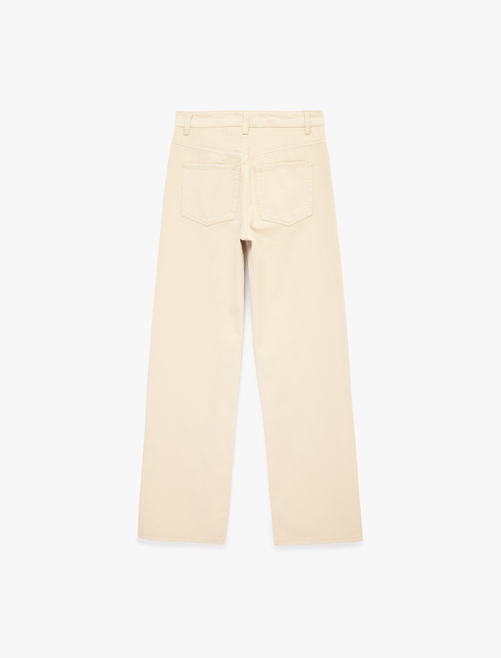  Normal Bel Düz Paça Pamuklu Denim Pantolon - Straight Fit Jean