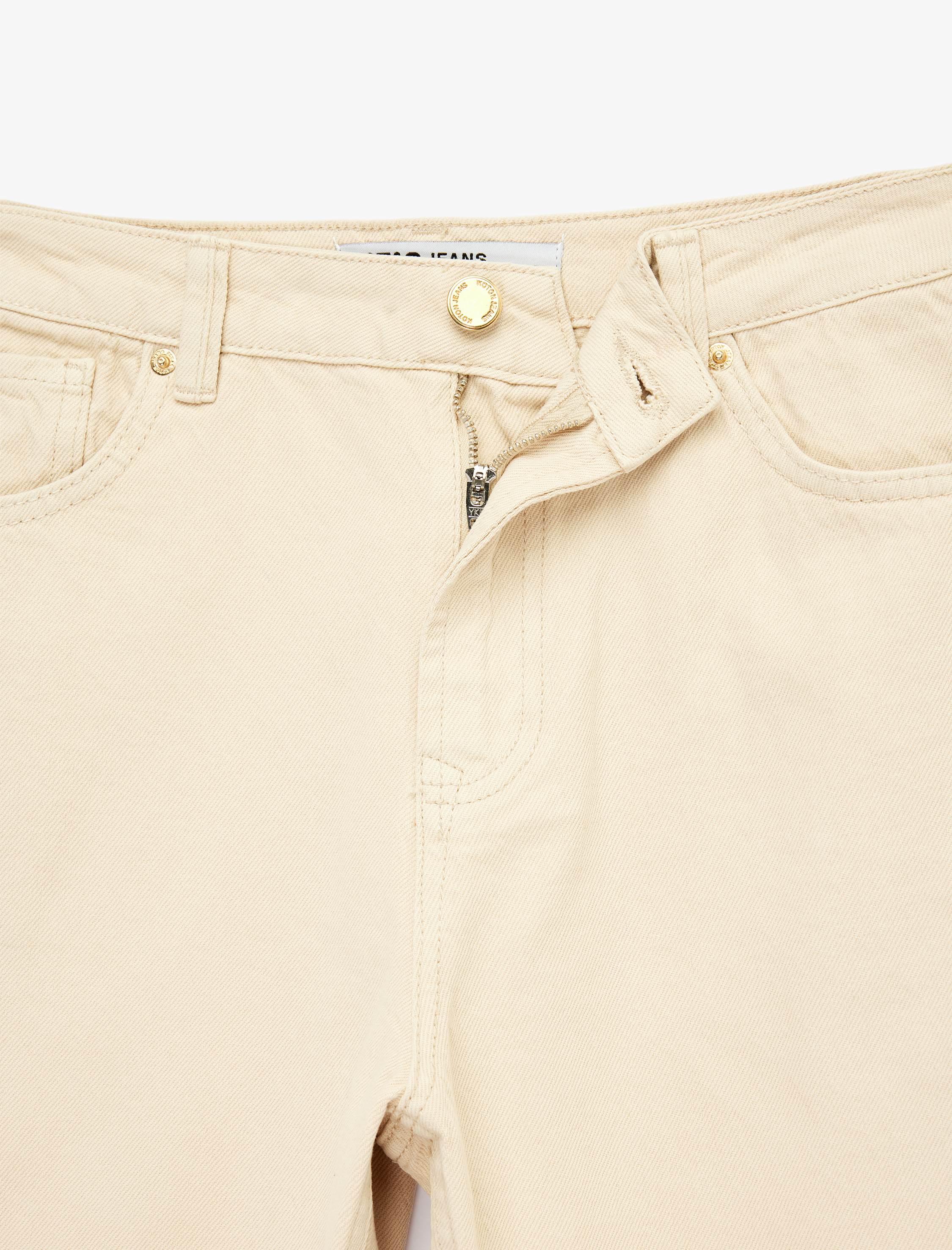   Normal Bel Düz Paça Pamuklu Denim Pantolon - Straight Fit Jean