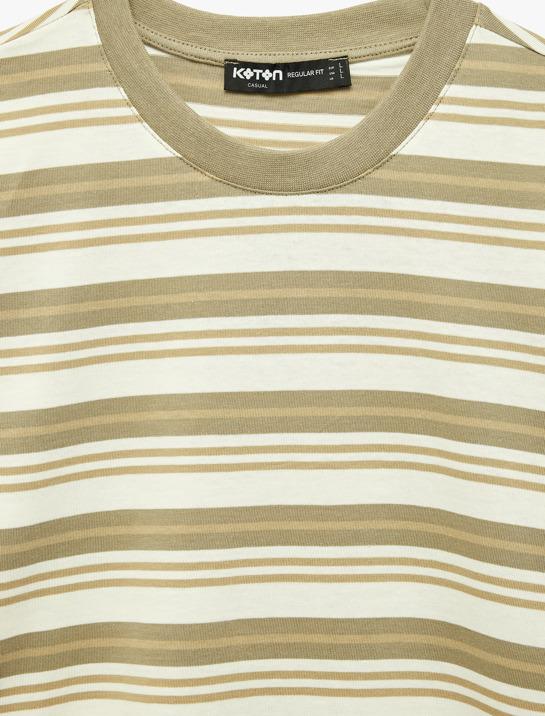   Regular Fit Kısa Kollu Bisiklet Yaka Pamuklu Çizgili Tişört