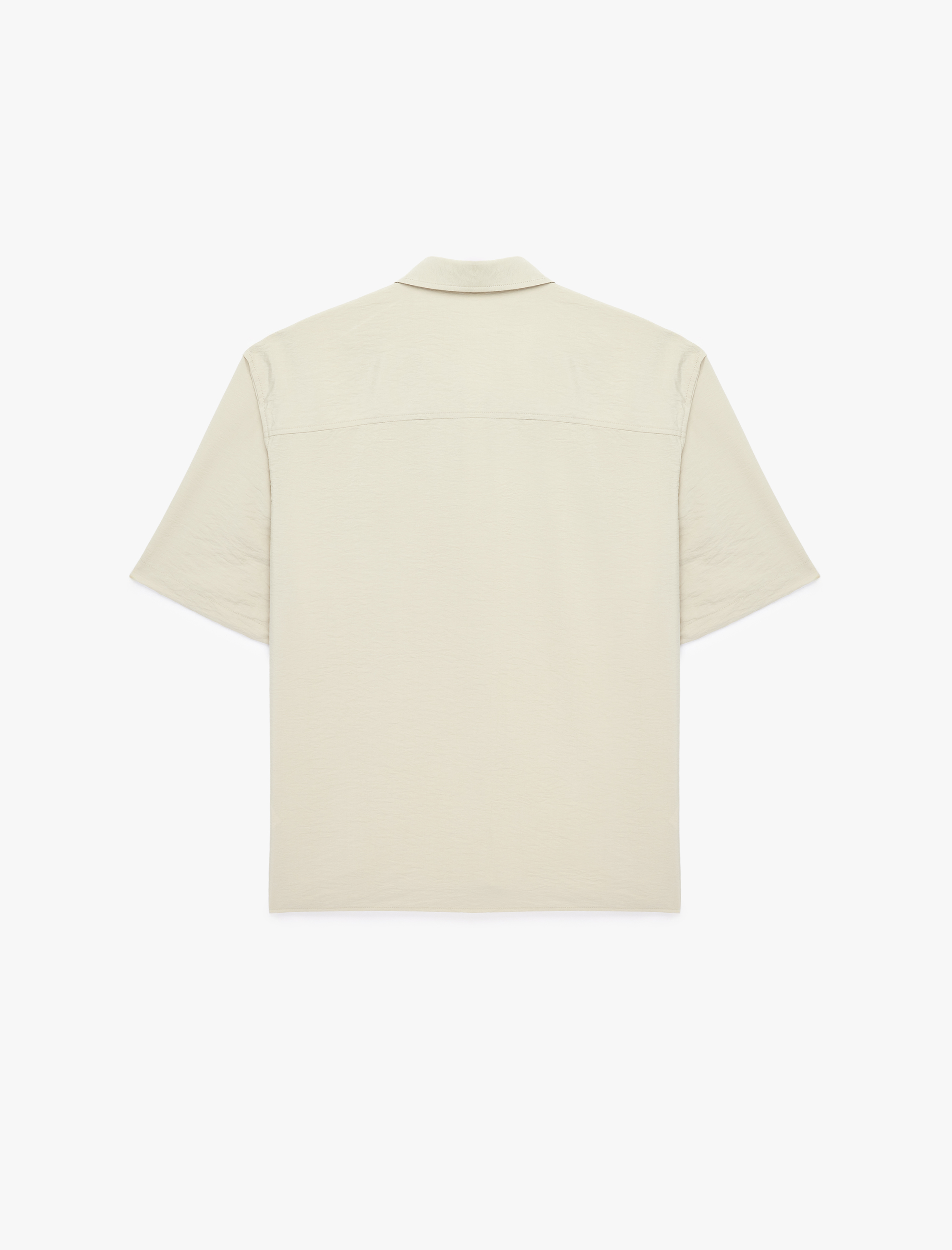   Kısa Kollu Klasik Yaka Viskon Karışımlı Cepli Oversize Gömlek