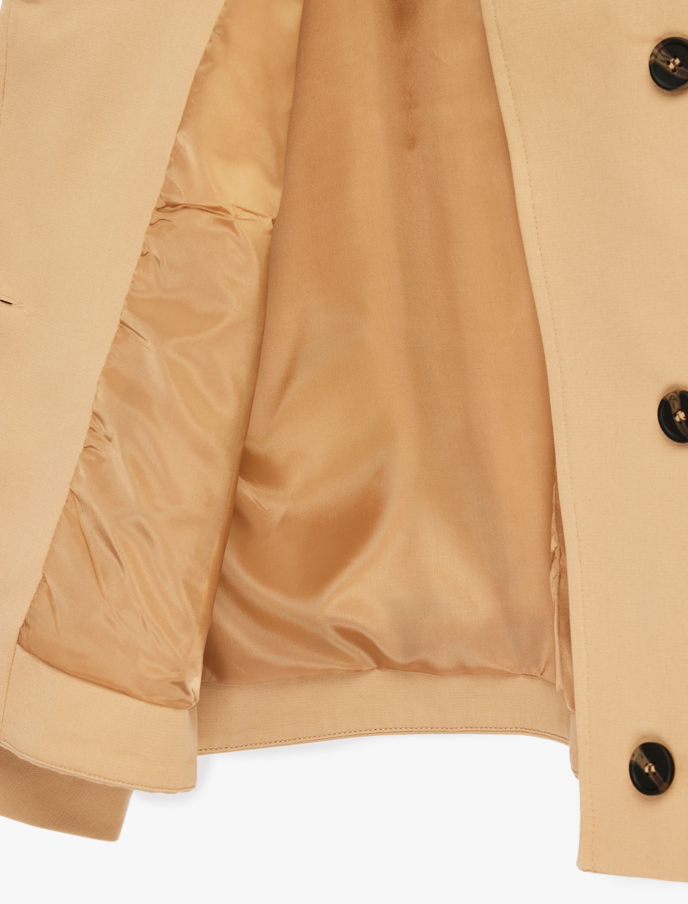   Düğmeli Cep Detaylı Uzun Kollu Kapüşonlu Gabardin Mevsimlik Ceket