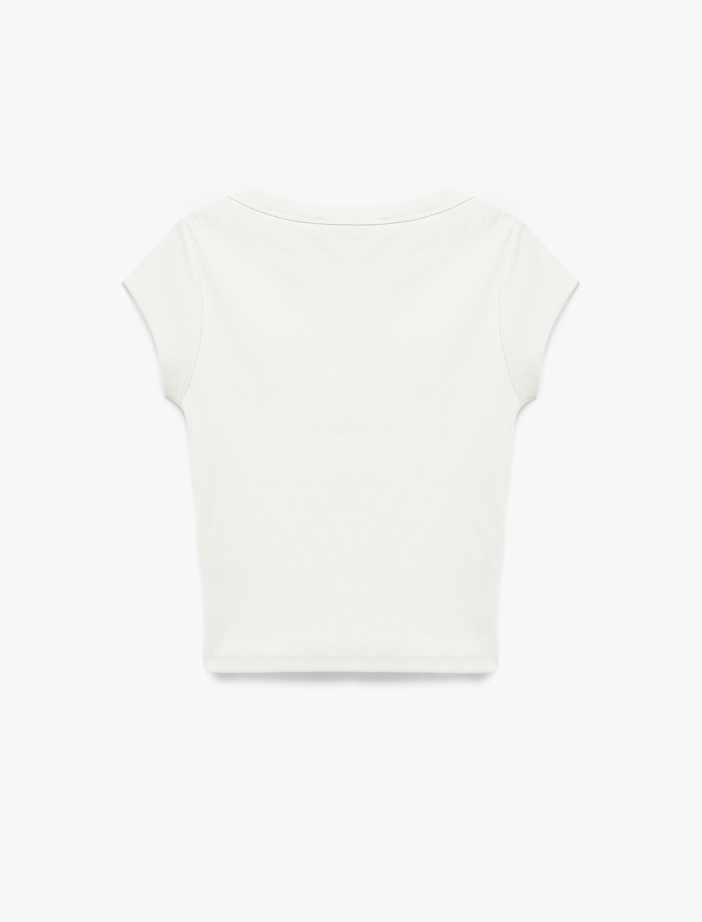   Slim Fit Kısa Kollu Kayık Yaka Kaşkorse Pamuklu Tişört