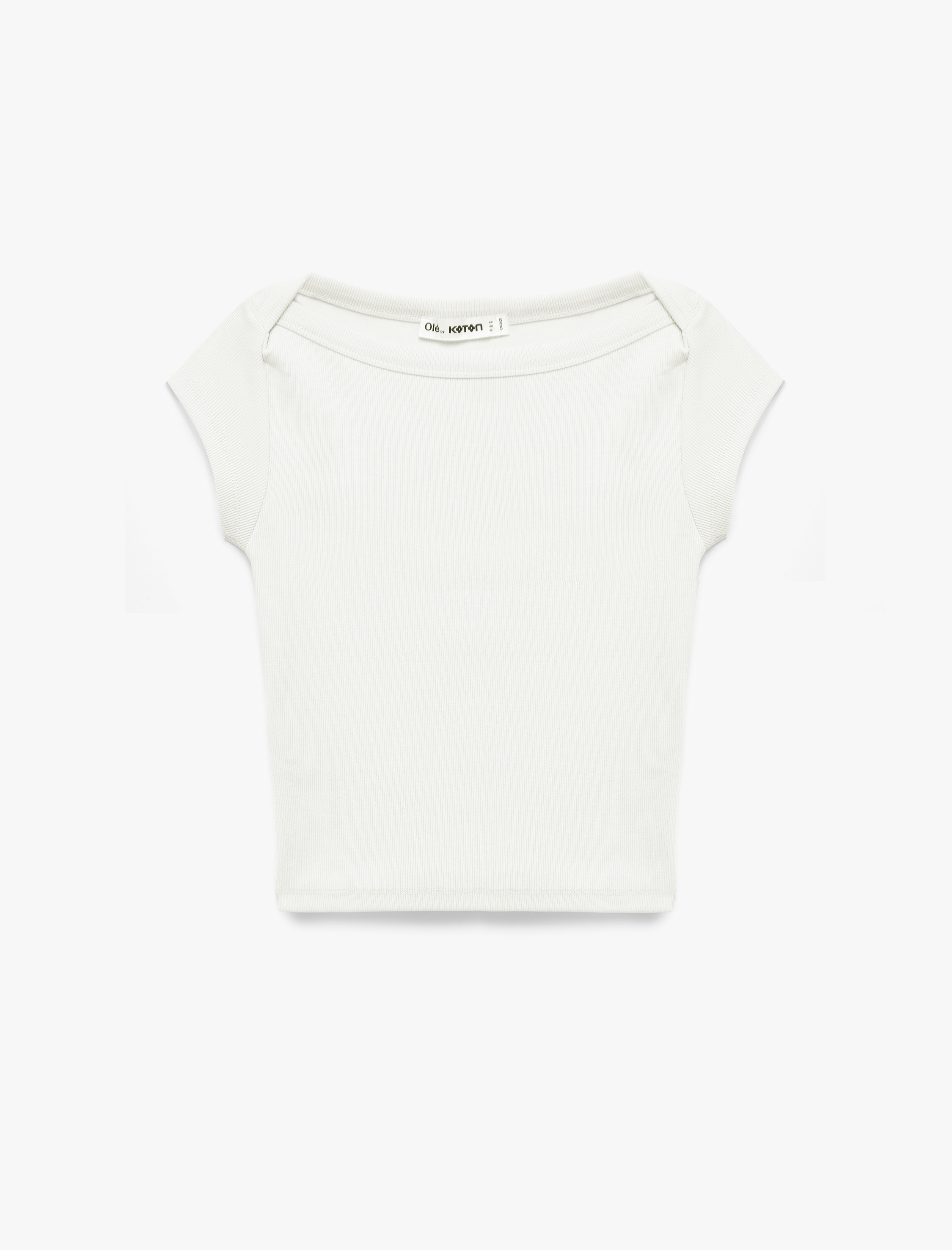   Slim Fit Kısa Kollu Kayık Yaka Kaşkorse Pamuklu Tişört