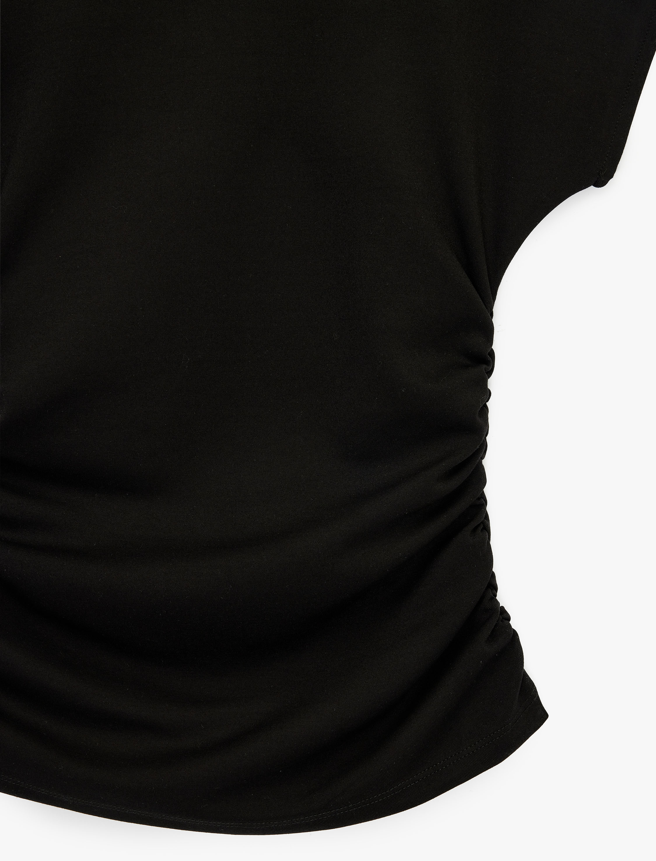   Slim Fit Kısa Kollu Bisiklet Yaka Büzgülü Tişört