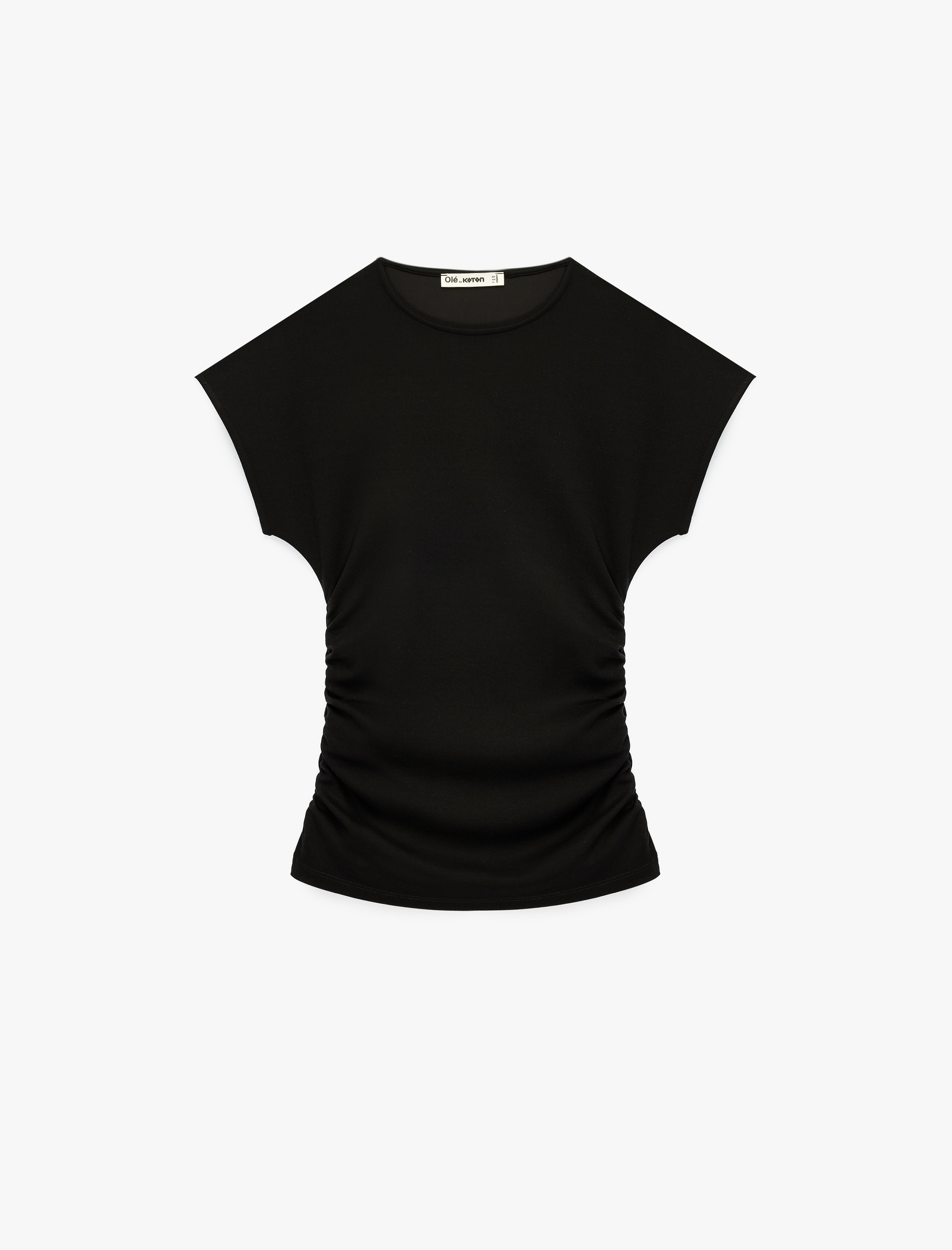   Slim Fit Kısa Kollu Bisiklet Yaka Büzgülü Tişört