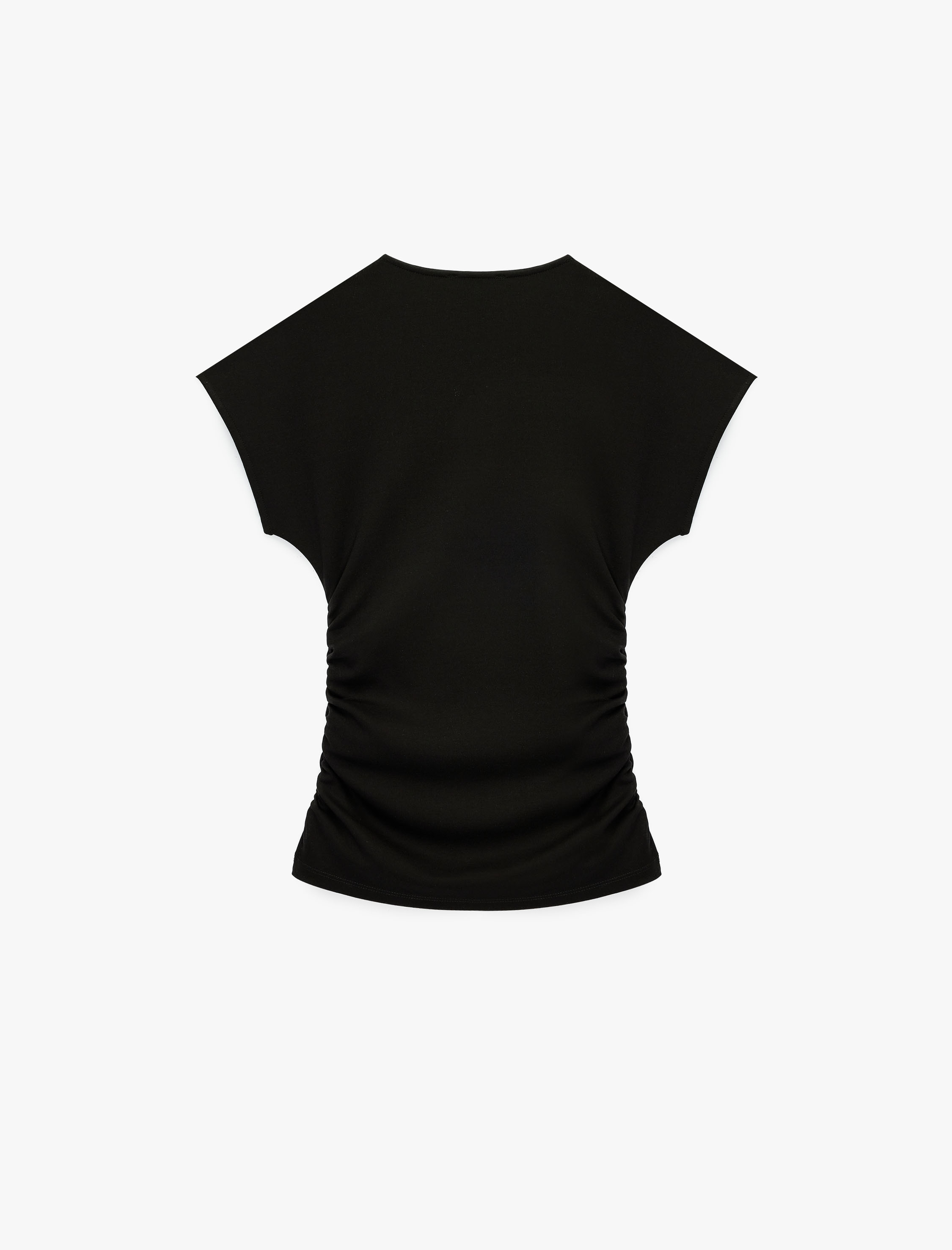   Slim Fit Kısa Kollu Bisiklet Yaka Büzgülü Tişört