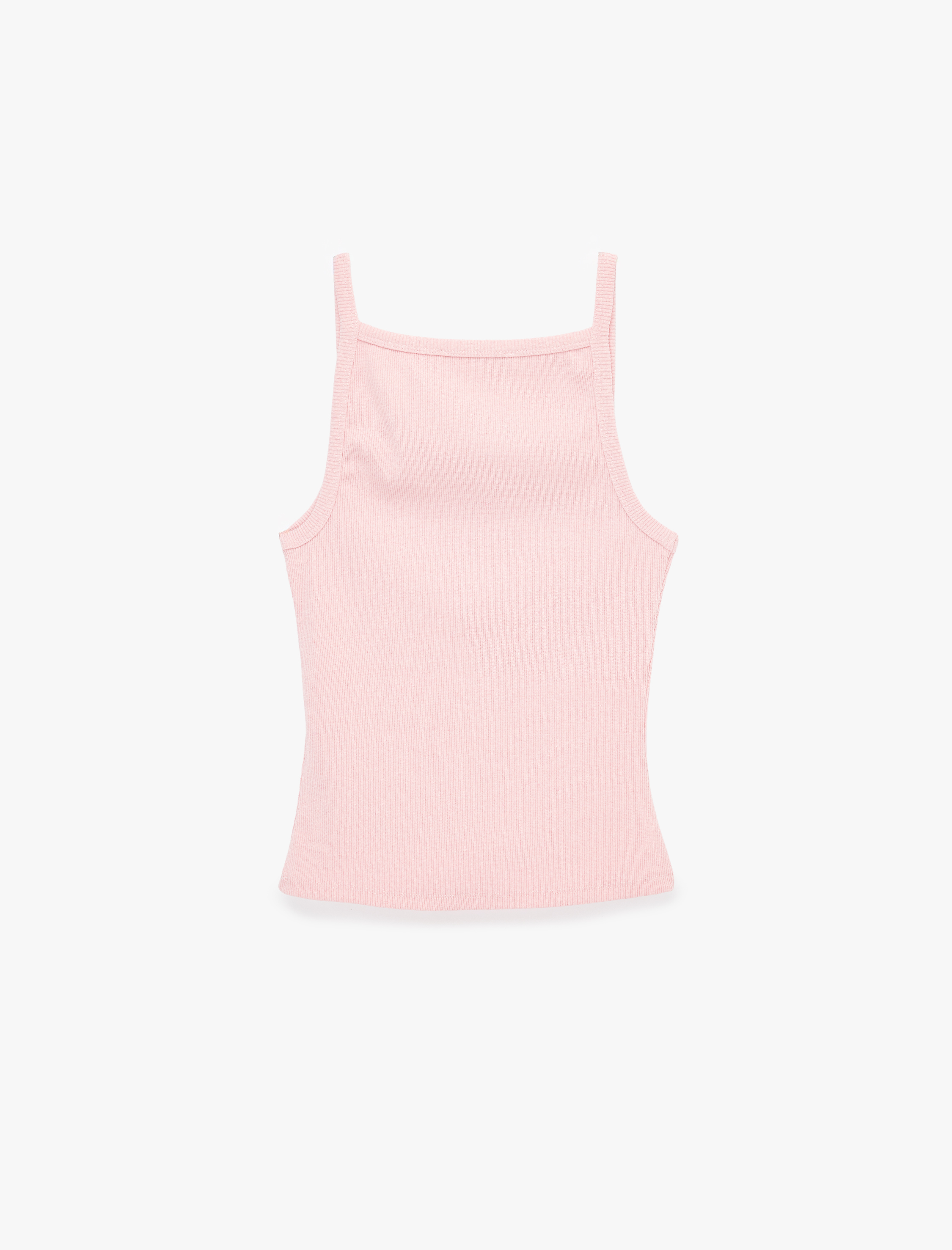   Slim Fit Ribanalı Kolsuz Kare Yaka Bluz