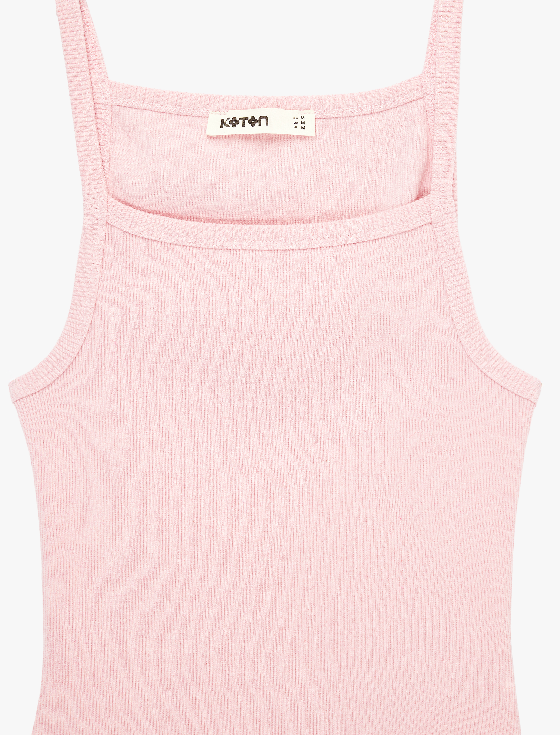   Slim Fit Ribanalı Kolsuz Kare Yaka Bluz