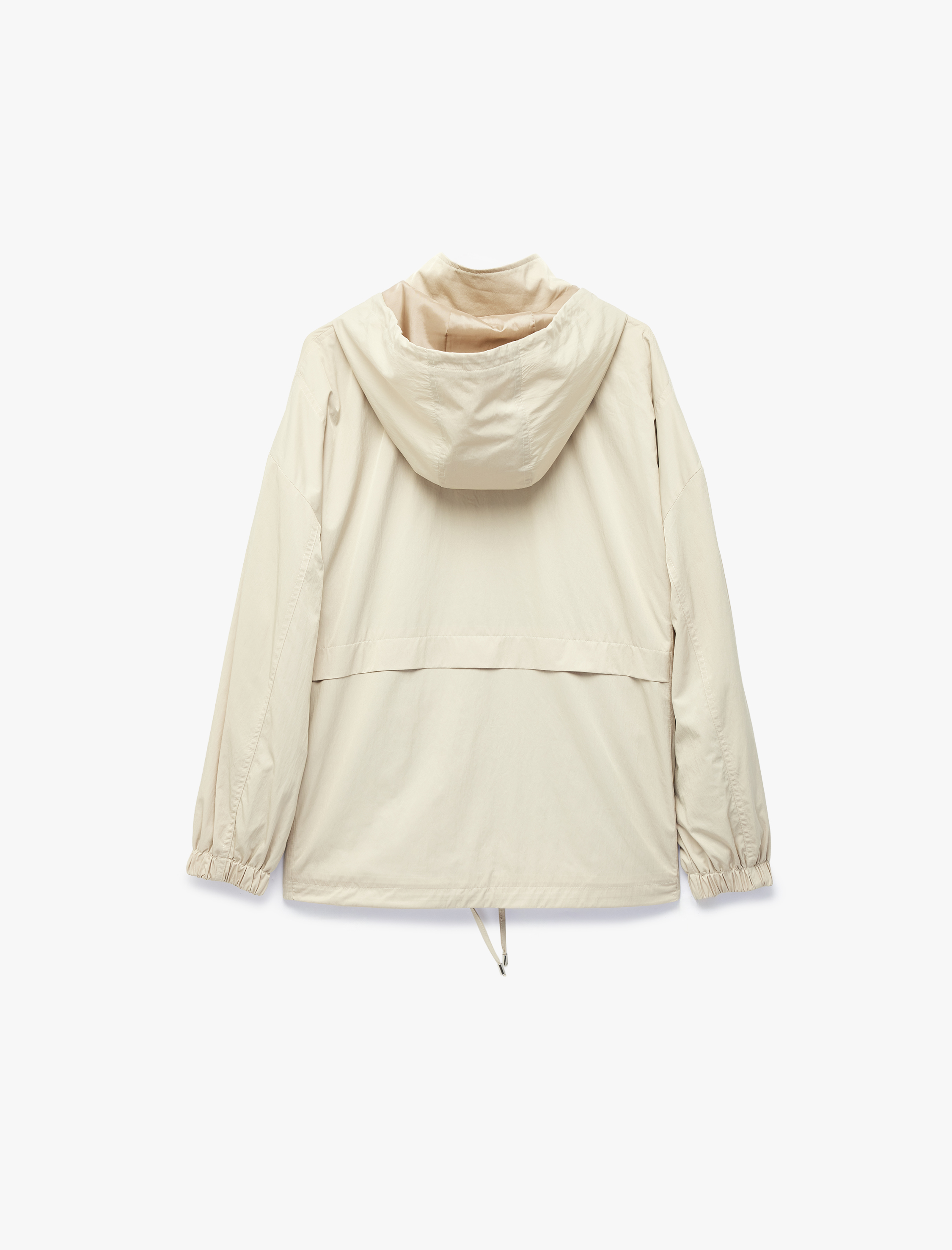   Krinkıl Paraşüt Kumaş Uzun Kollu Cepli Fermuarlı Oversize Kapüşonlu Yağmurluk