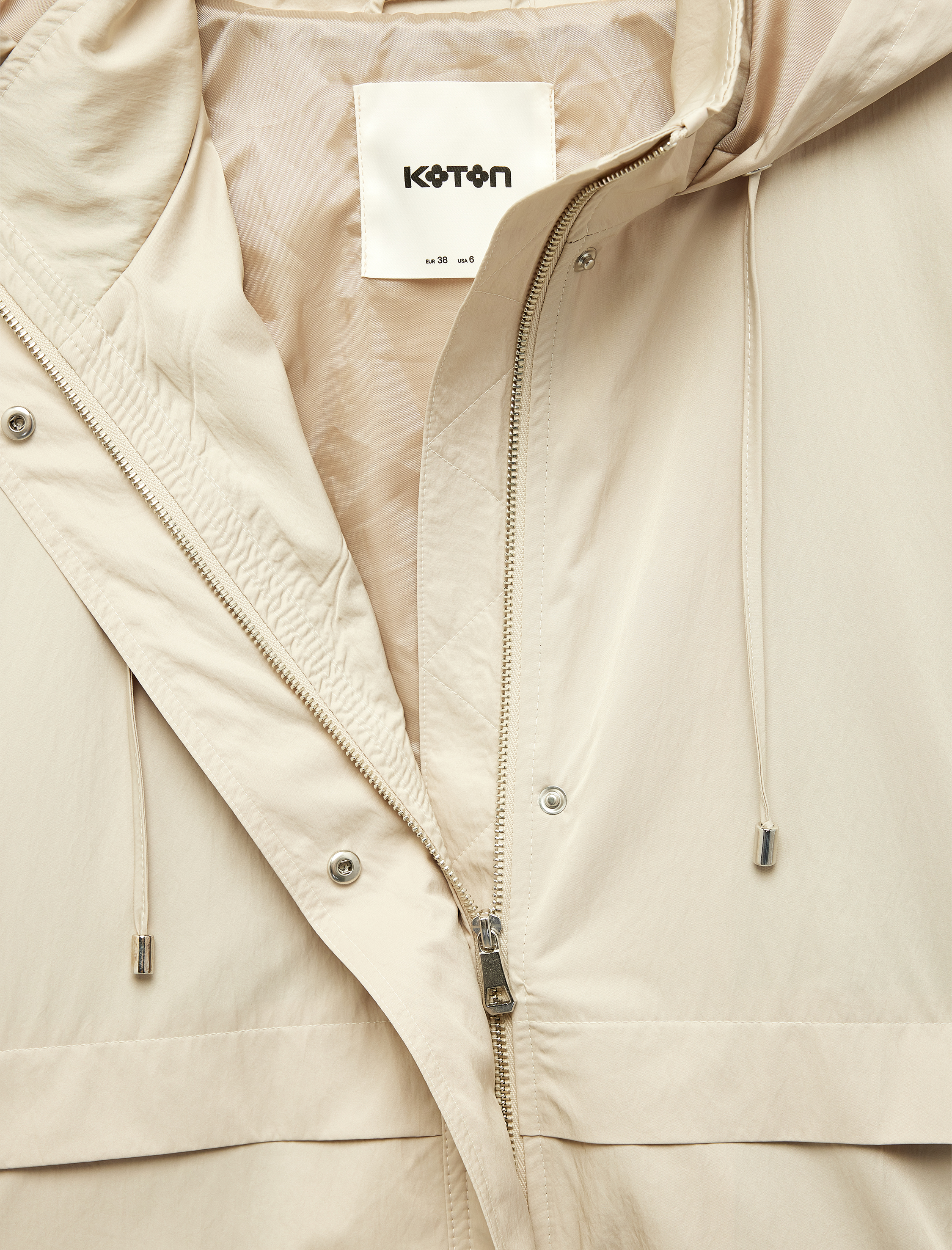   Krinkıl Paraşüt Kumaş Uzun Kollu Cepli Fermuarlı Oversize Kapüşonlu Yağmurluk