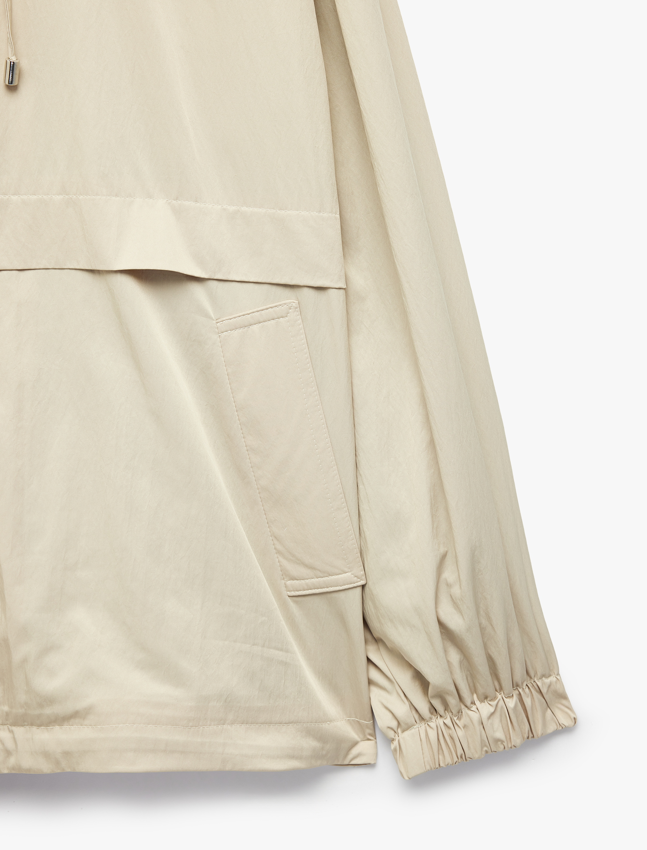   Krinkıl Paraşüt Kumaş Uzun Kollu Cepli Fermuarlı Oversize Kapüşonlu Yağmurluk