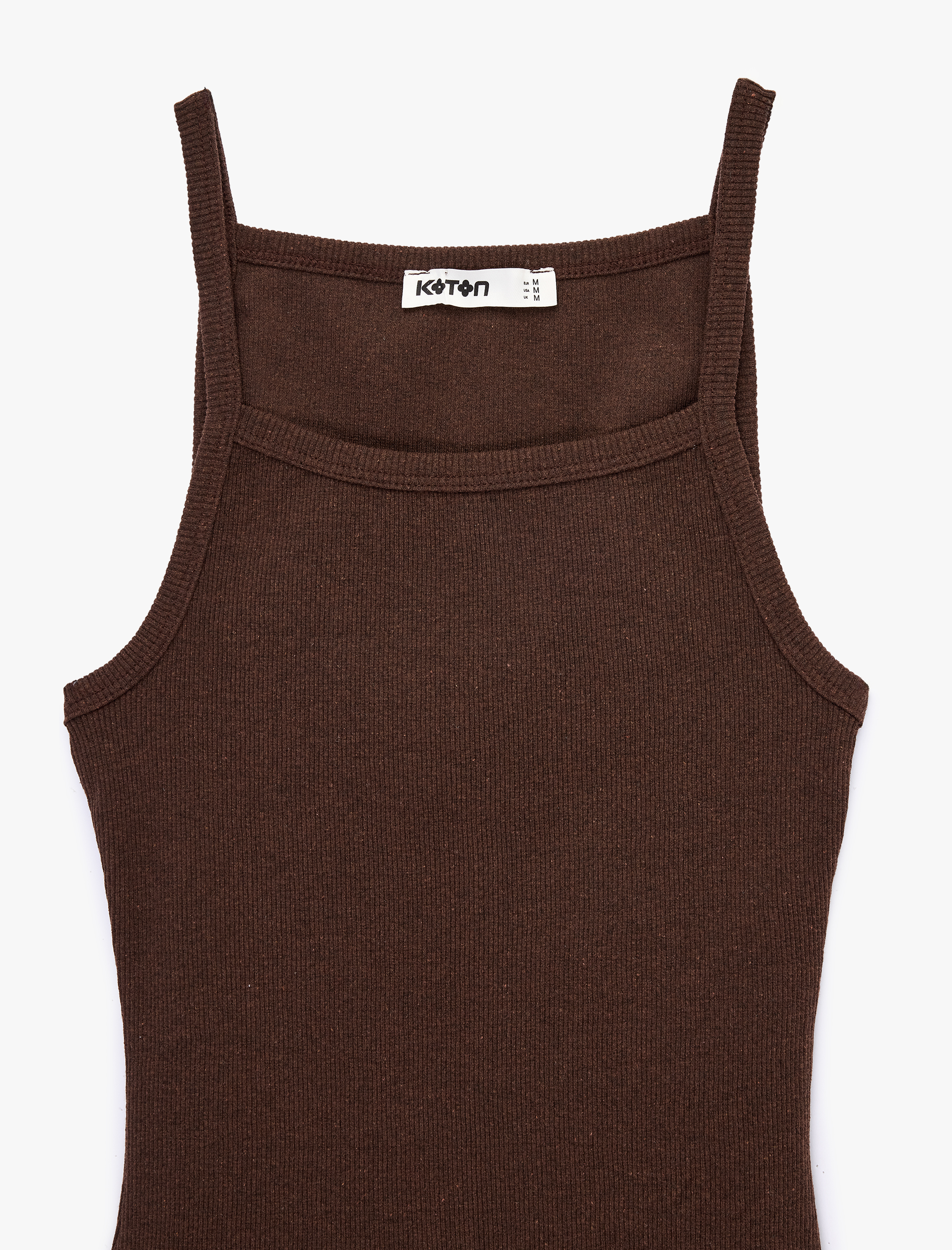   Slim Fit Ribanalı Kolsuz Kare Yaka Bluz