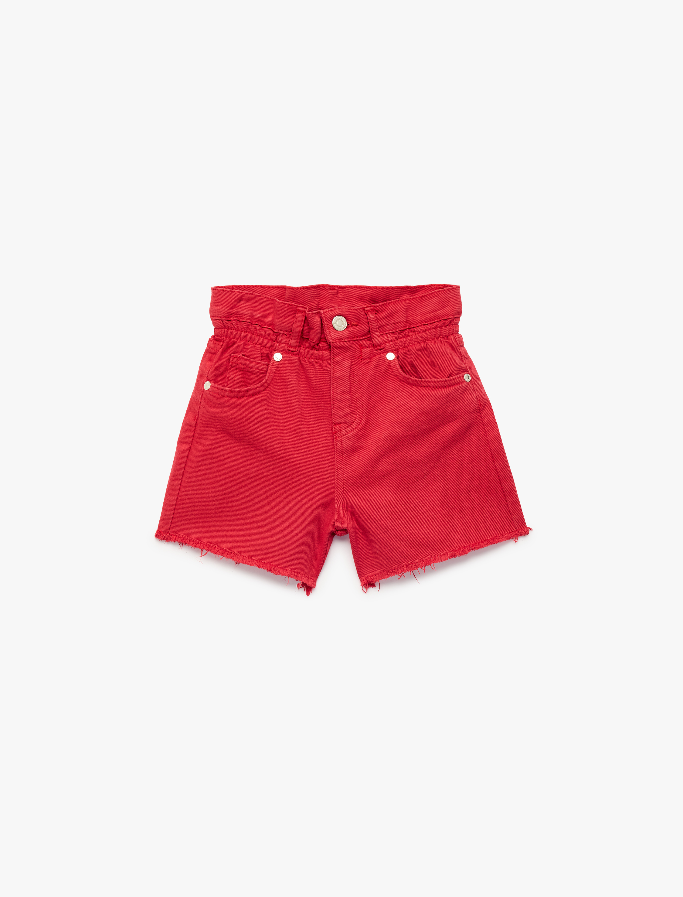  Kız Çocuk Pamuklu Cepli Yüksek Bel Denim Şort