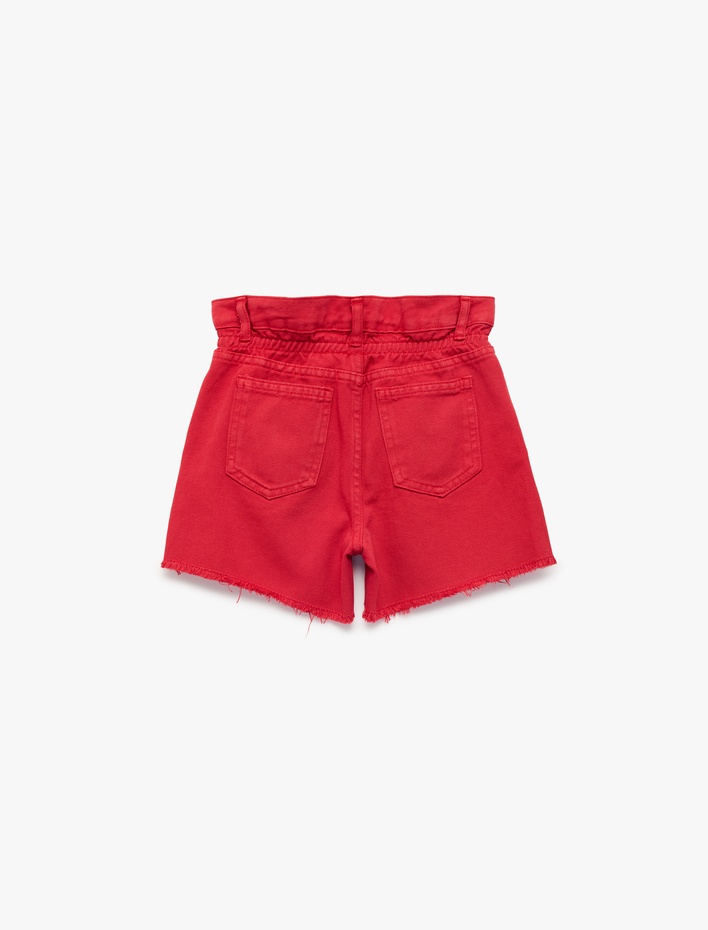 Kız Çocuk Pamuklu Cepli Yüksek Bel Denim Şort