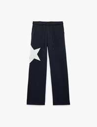 Cep Detaylı Beli Bağcıklı Yıldız Aplikeli Oversize Geniş Paça Eşofman Altı