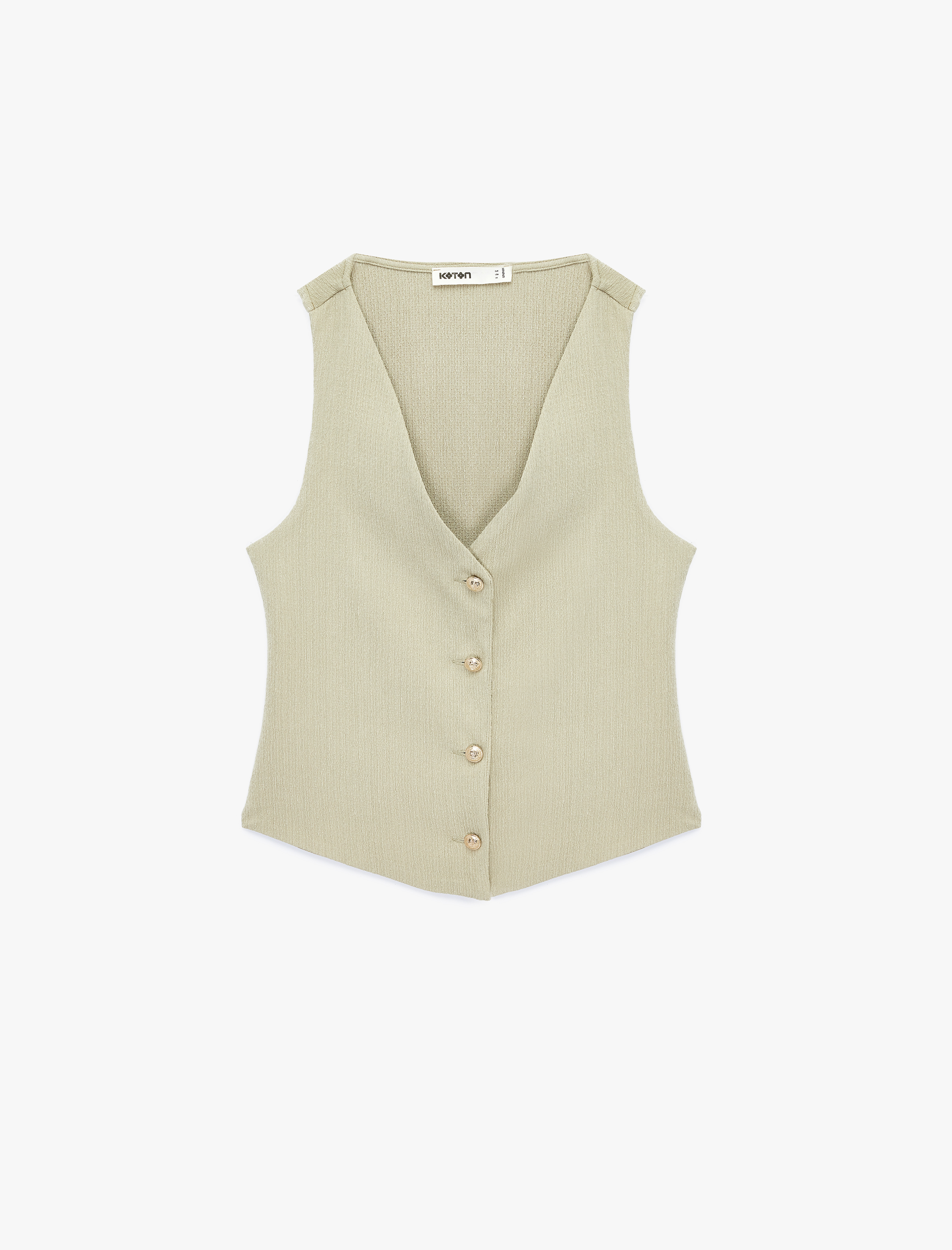   Bürümcük Kumaş Slim Fit V Yaka Düğmeli Yelek