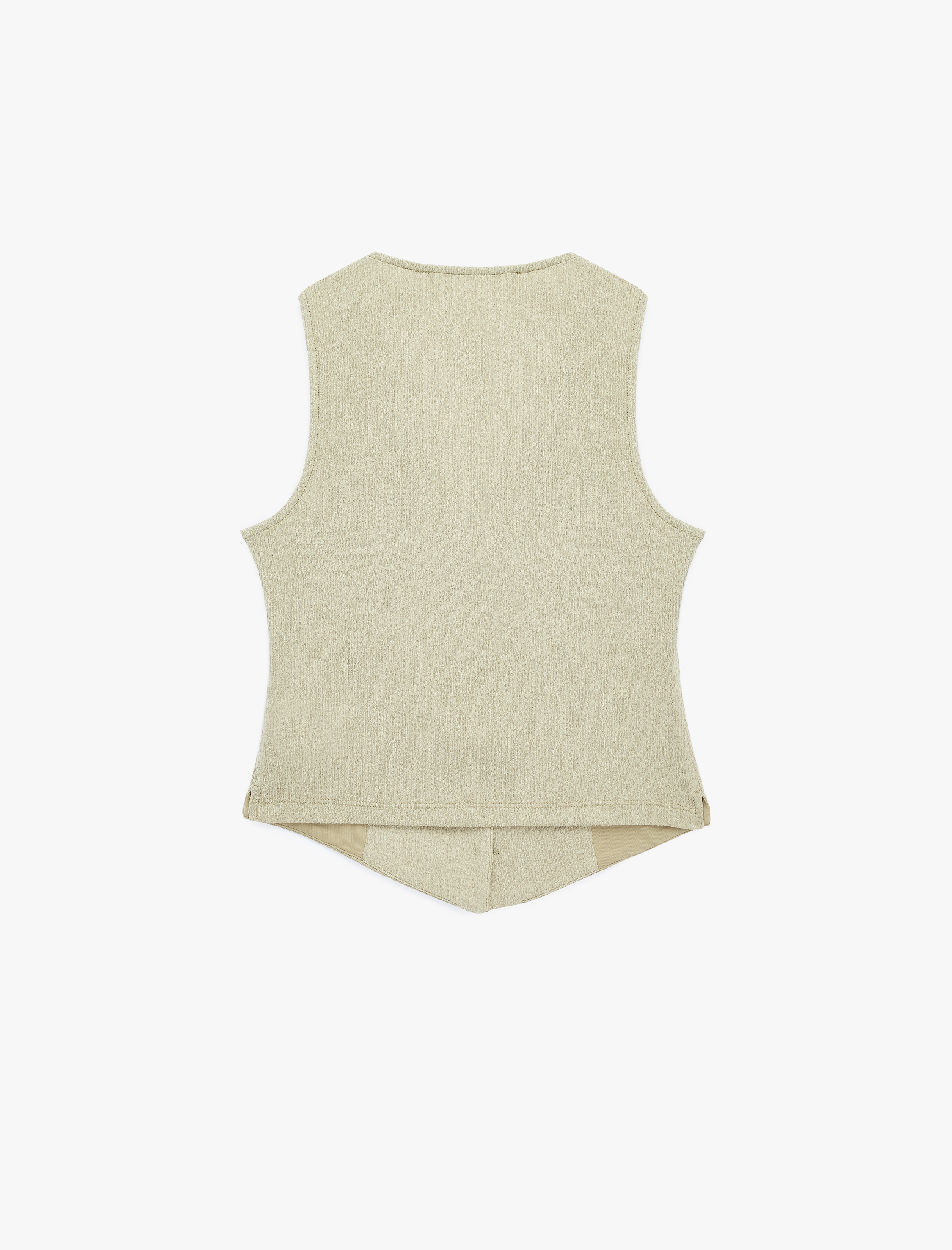   Bürümcük Kumaş Slim Fit V Yaka Düğmeli Yelek