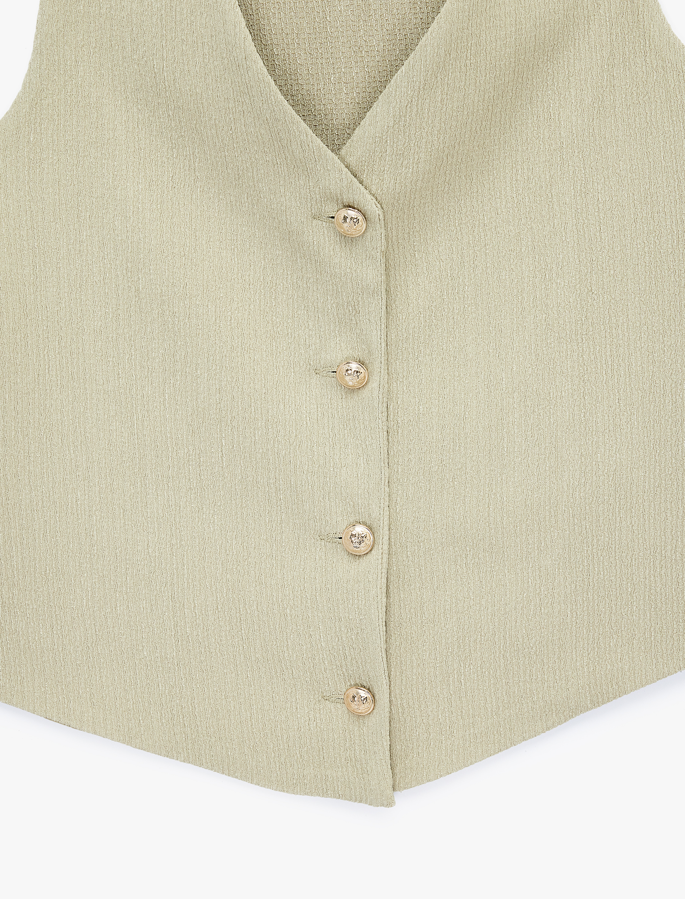   Bürümcük Kumaş Slim Fit V Yaka Düğmeli Yelek