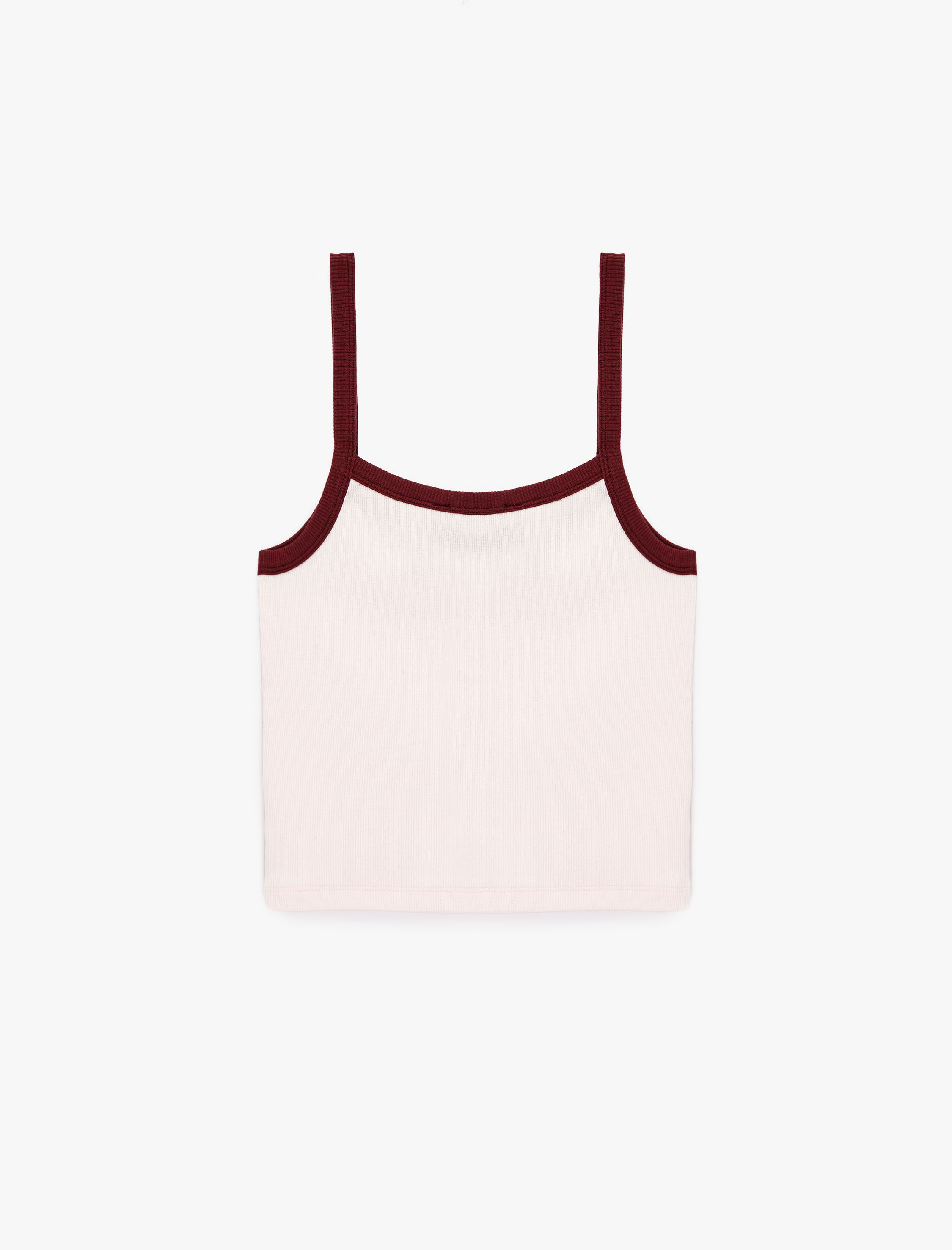   Slim Fit İp Askılı Biyeli Kolsuz Bluz