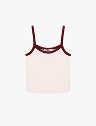 Slim Fit İp Askılı Biyeli Kolsuz Bluz