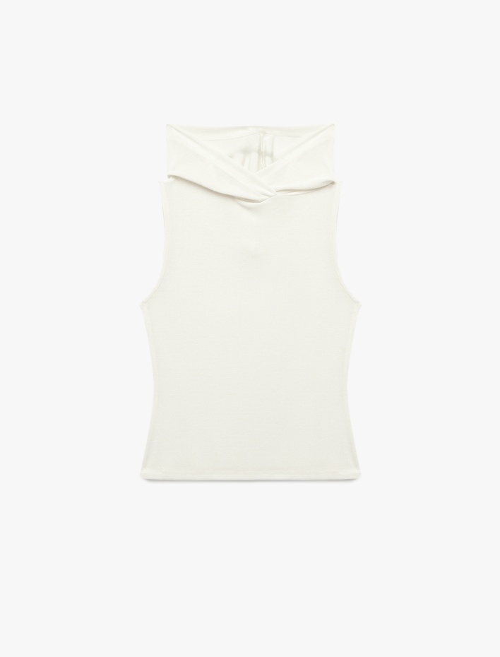  Buzzy Kumaş Basic Kolsuz Kapüşonlu Top