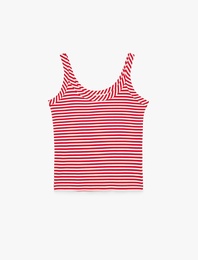 Slim Fit U Yaka Askılı Çizgili Atlet