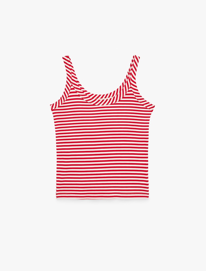  Slim Fit U Yaka Askılı Çizgili Atlet