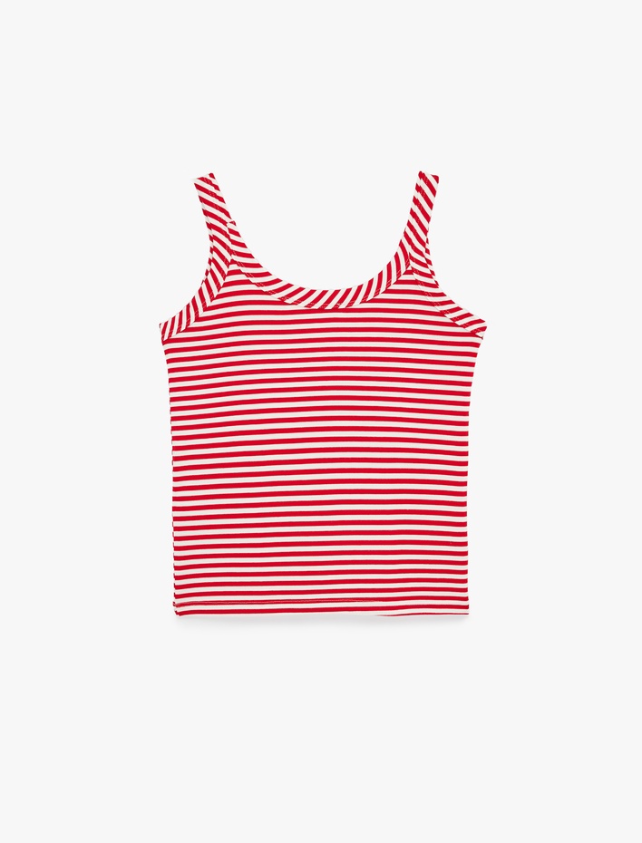  Slim Fit U Yaka Askılı Çizgili Atlet