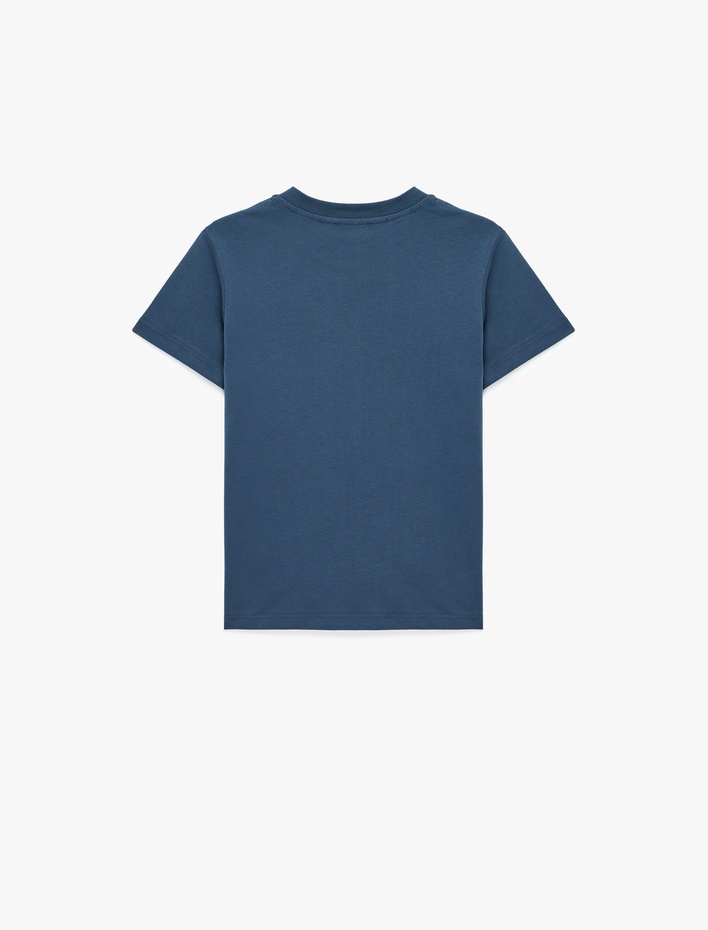 Erkek Çocuk Bisiklet Yaka Kısa Kollu Nakışlı Pamuklu Tişört