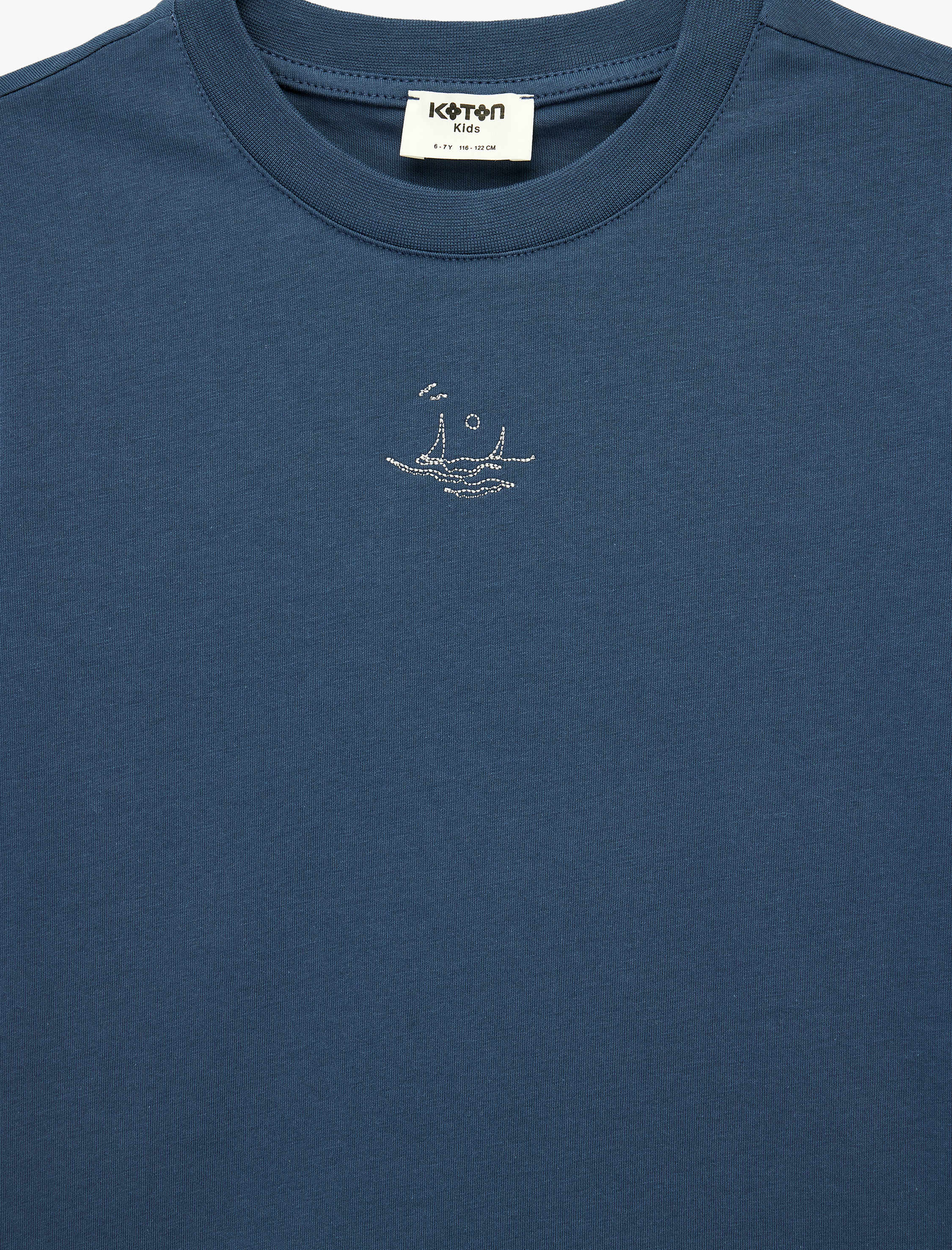  Erkek Çocuk Bisiklet Yaka Kısa Kollu Nakışlı Pamuklu Tişört