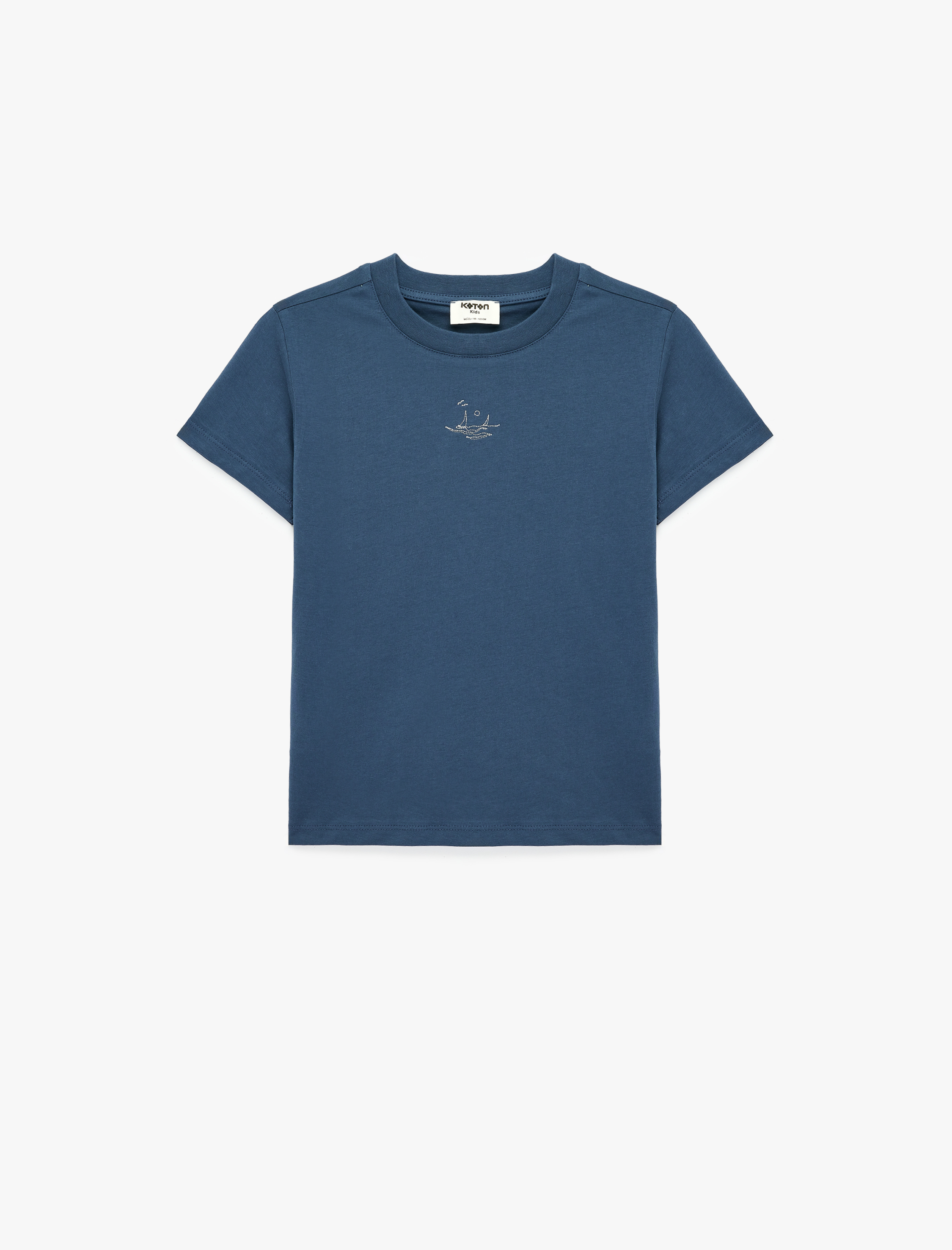  Erkek Çocuk Bisiklet Yaka Kısa Kollu Nakışlı Pamuklu Tişört