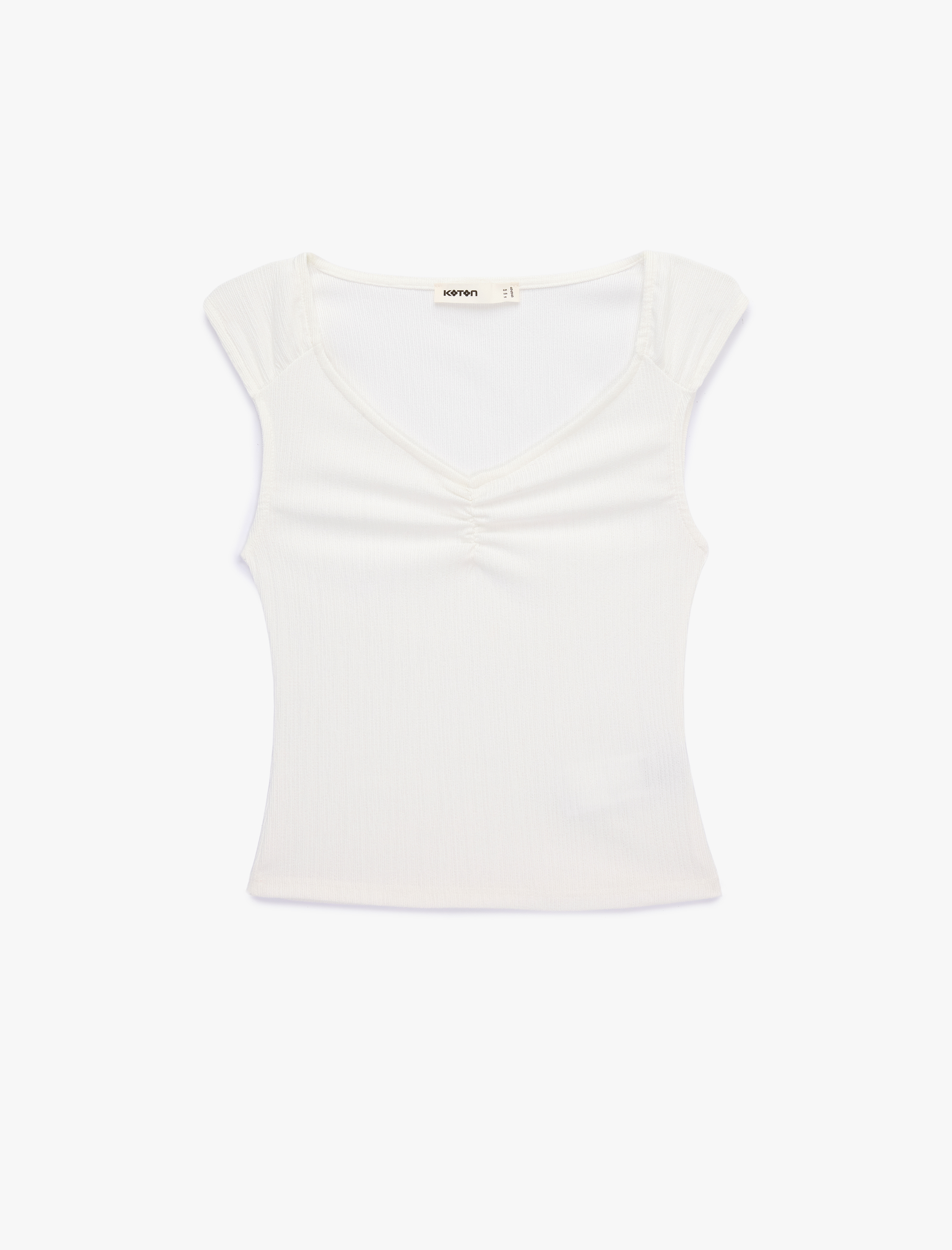   Slim Fit Kolsuz Büzgülü V Yaka Tişört