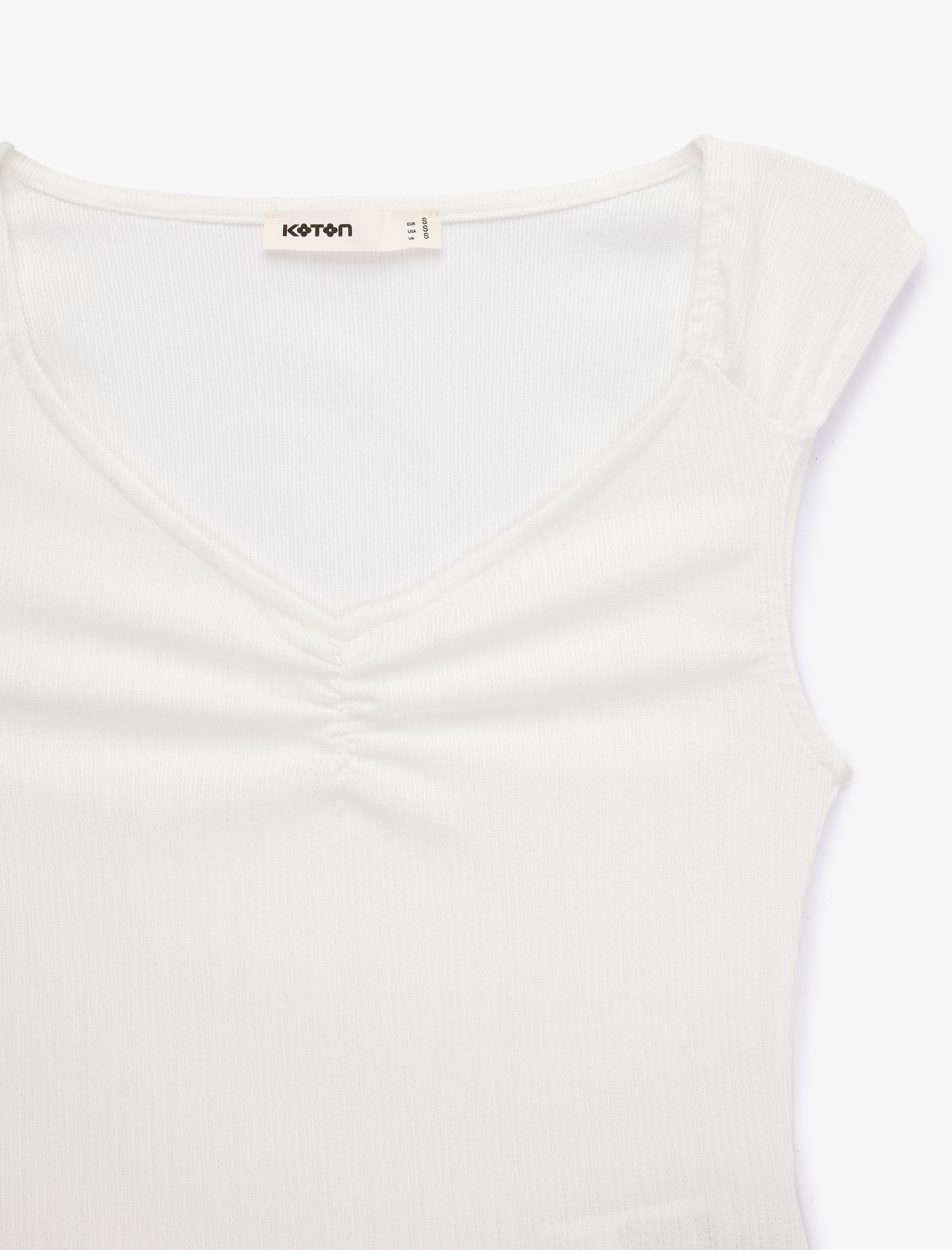   Slim Fit Kolsuz Büzgülü V Yaka Tişört