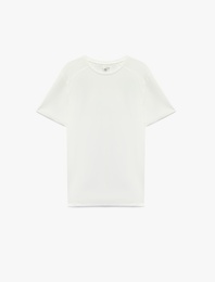 Regular Fit Kısa Kollu Dikiş Detaylı Bisiklet Yaka Basic Spor Tişört