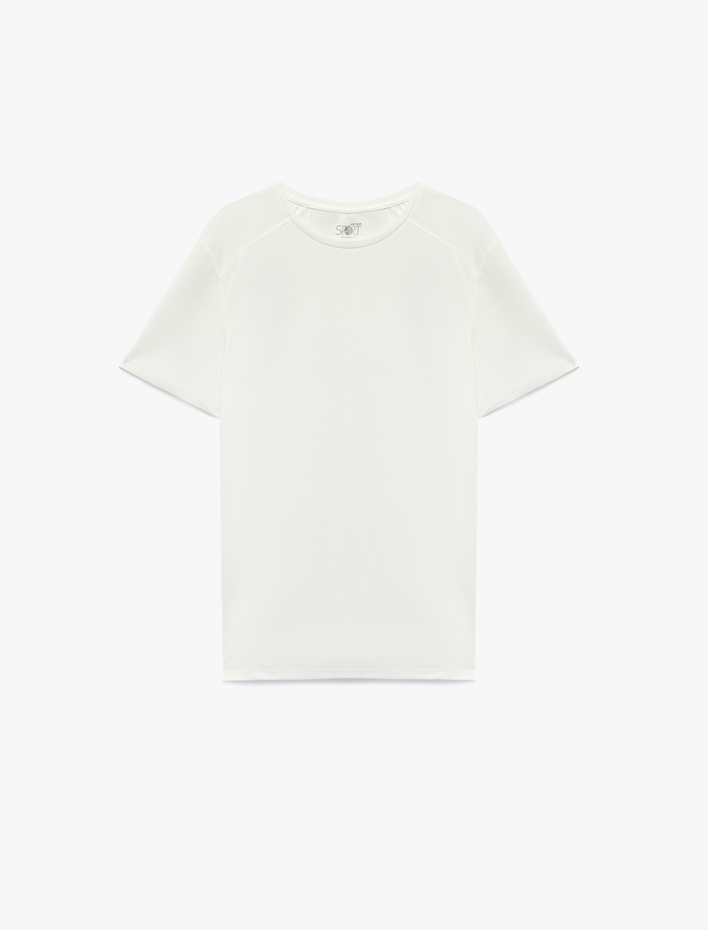  Regular Fit Kısa Kollu Dikiş Detaylı Bisiklet Yaka Basic Spor Tişört