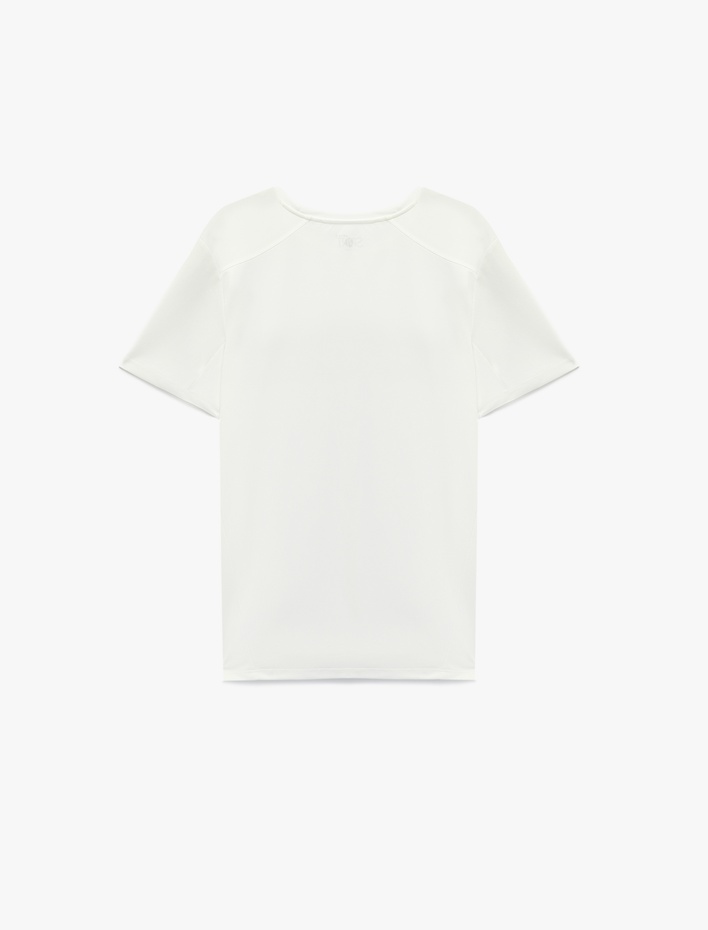  Regular Fit Kısa Kollu Dikiş Detaylı Bisiklet Yaka Basic Spor Tişört