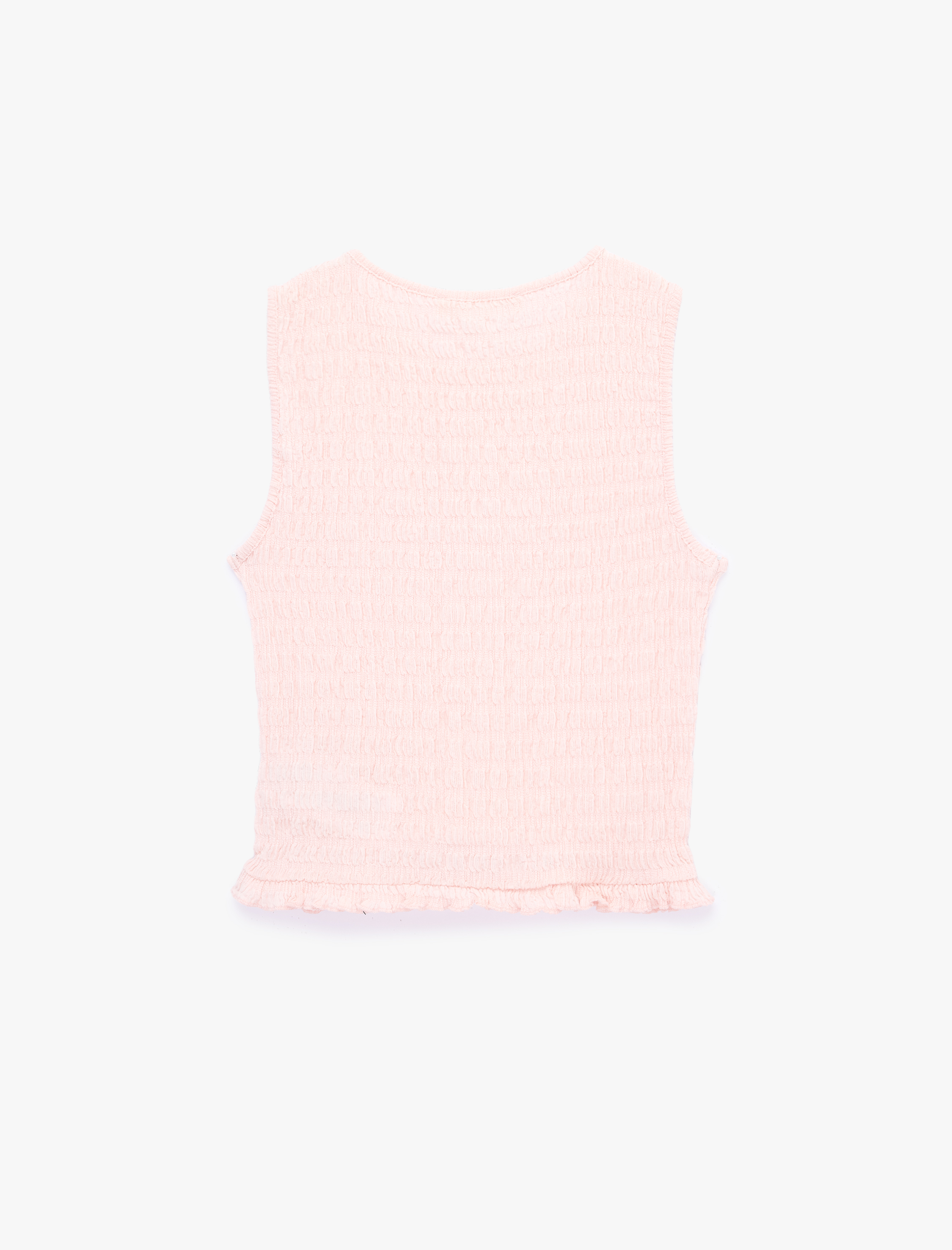   Fırfır Detaylı Bürümcük Bisiklet Yaka Kolsuz Bluz