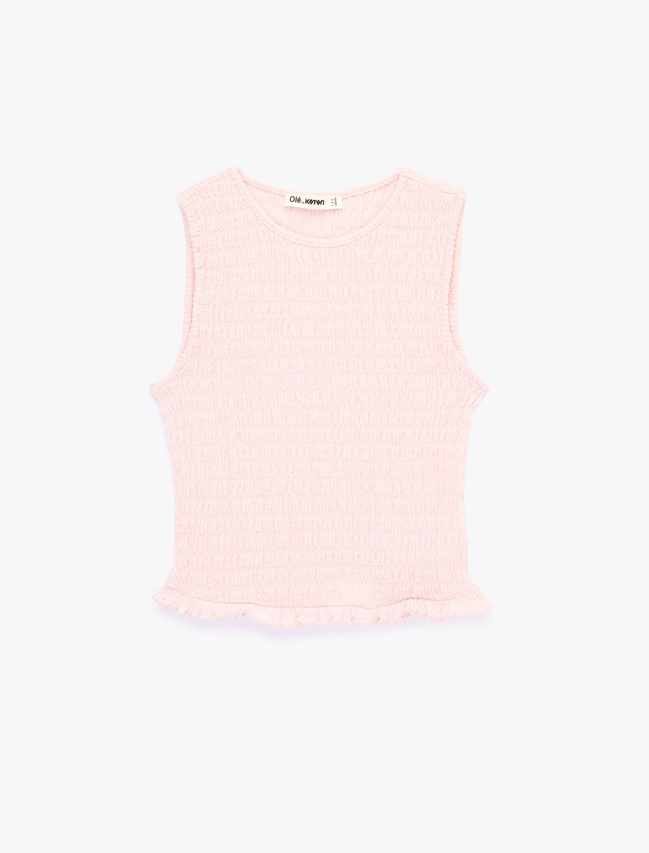   Fırfır Detaylı Bürümcük Bisiklet Yaka Kolsuz Bluz