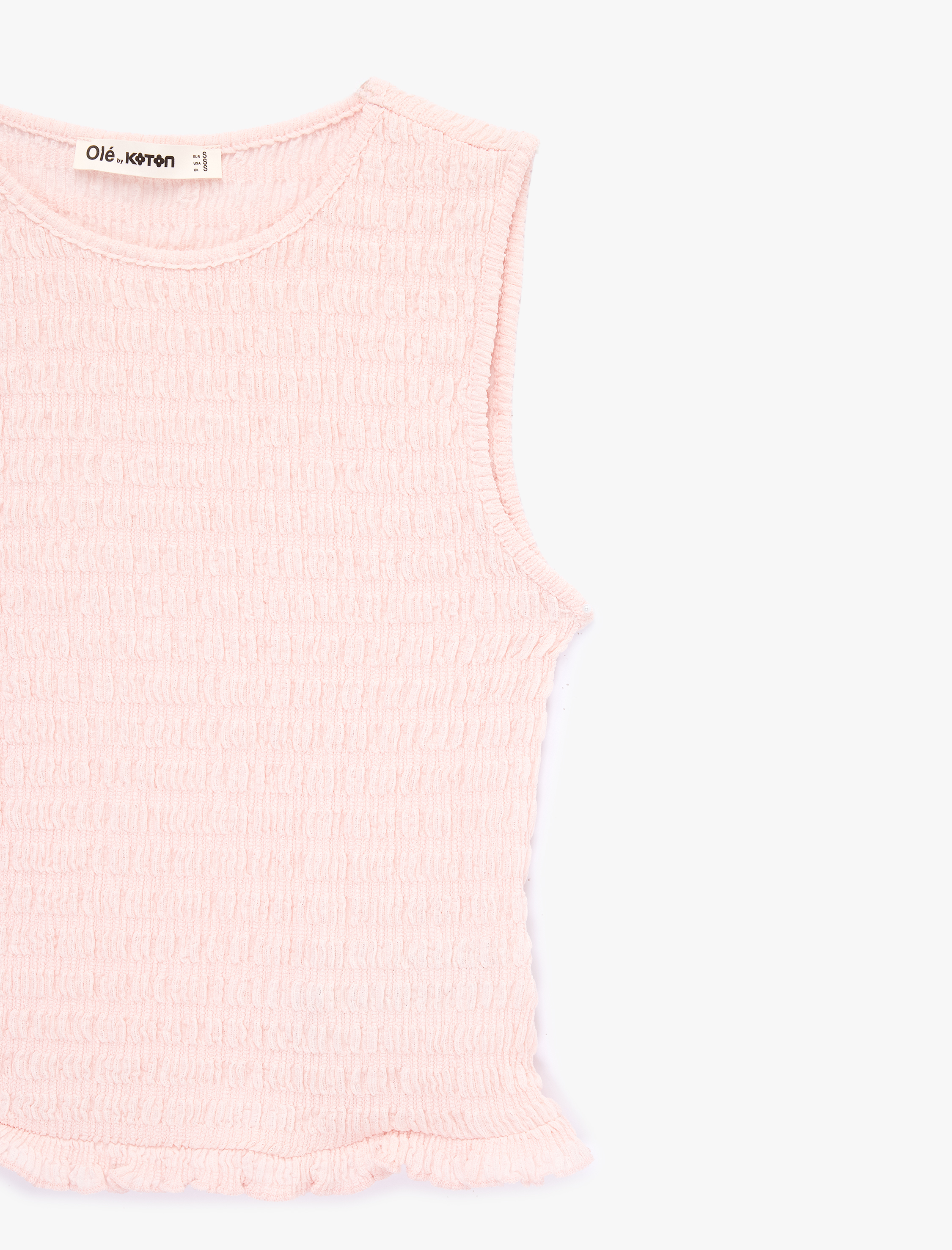   Fırfır Detaylı Bürümcük Bisiklet Yaka Kolsuz Bluz